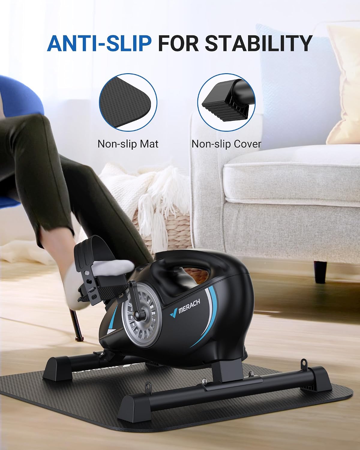 Detalle 2 de MERACH MR-S04 Under-Desk Pedal Exerciser with Magnetic Resistance and App