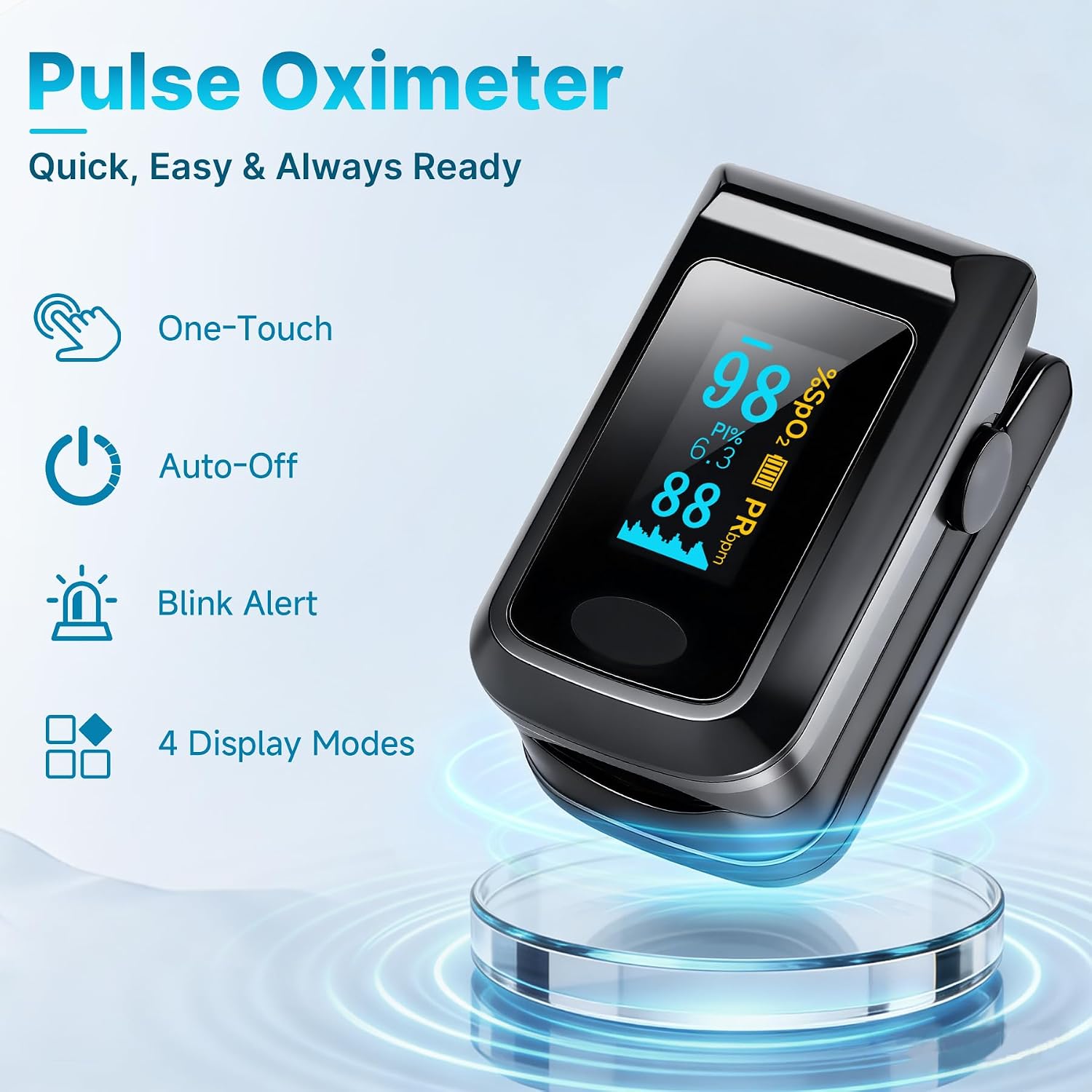 Detalle 2 de Keanor 331 Fingertip Pulse Oximeter with 4-Way OLED Display