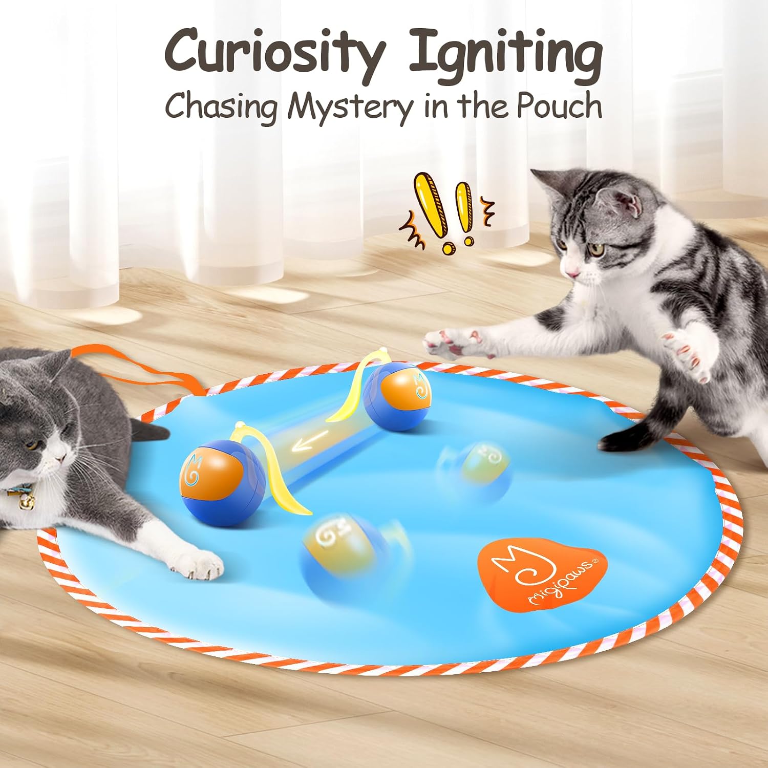 Detalle 2 de Migipaws Interactive Cat Ball Toy Set — automatic random rolling ball in a pouch
