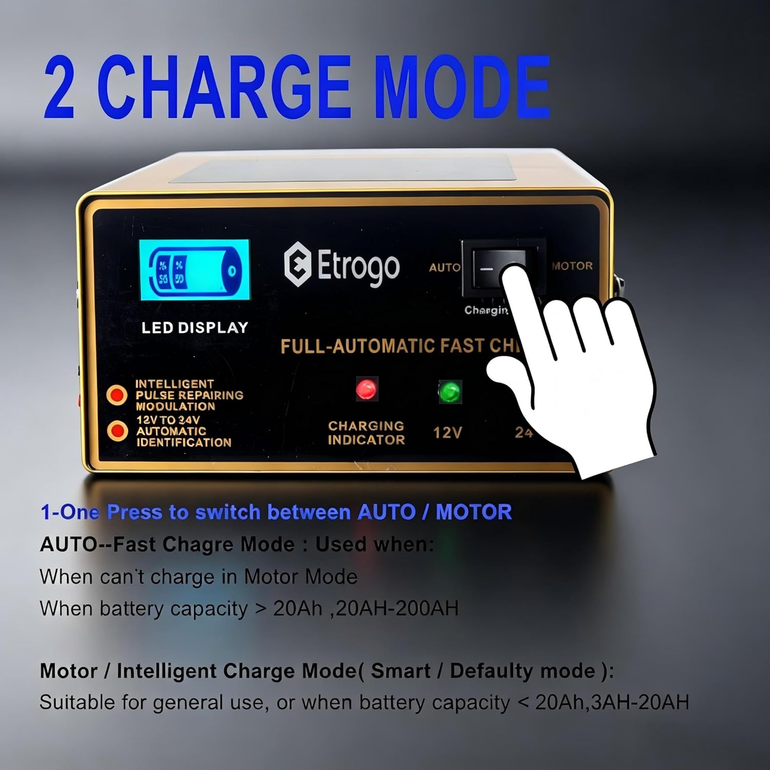 Thumbnail 2 de Etrogo 12V 24V Car Battery Charger 10A