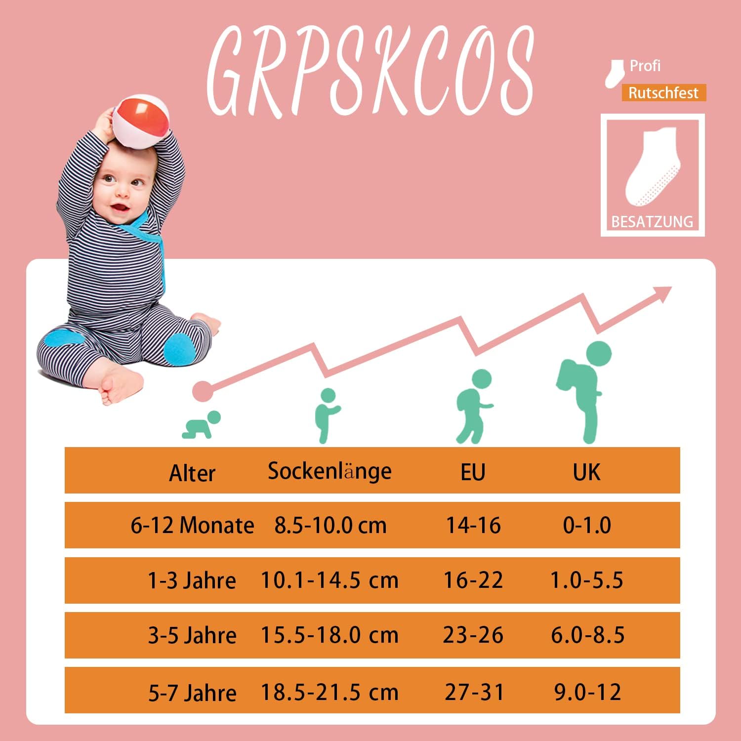 Thumbnail 6 de GRPSKCOS Stoppersocken Kinder – 12 Paar Rutschsocken für Babys und Kleinkinder von 6–7 Jahren