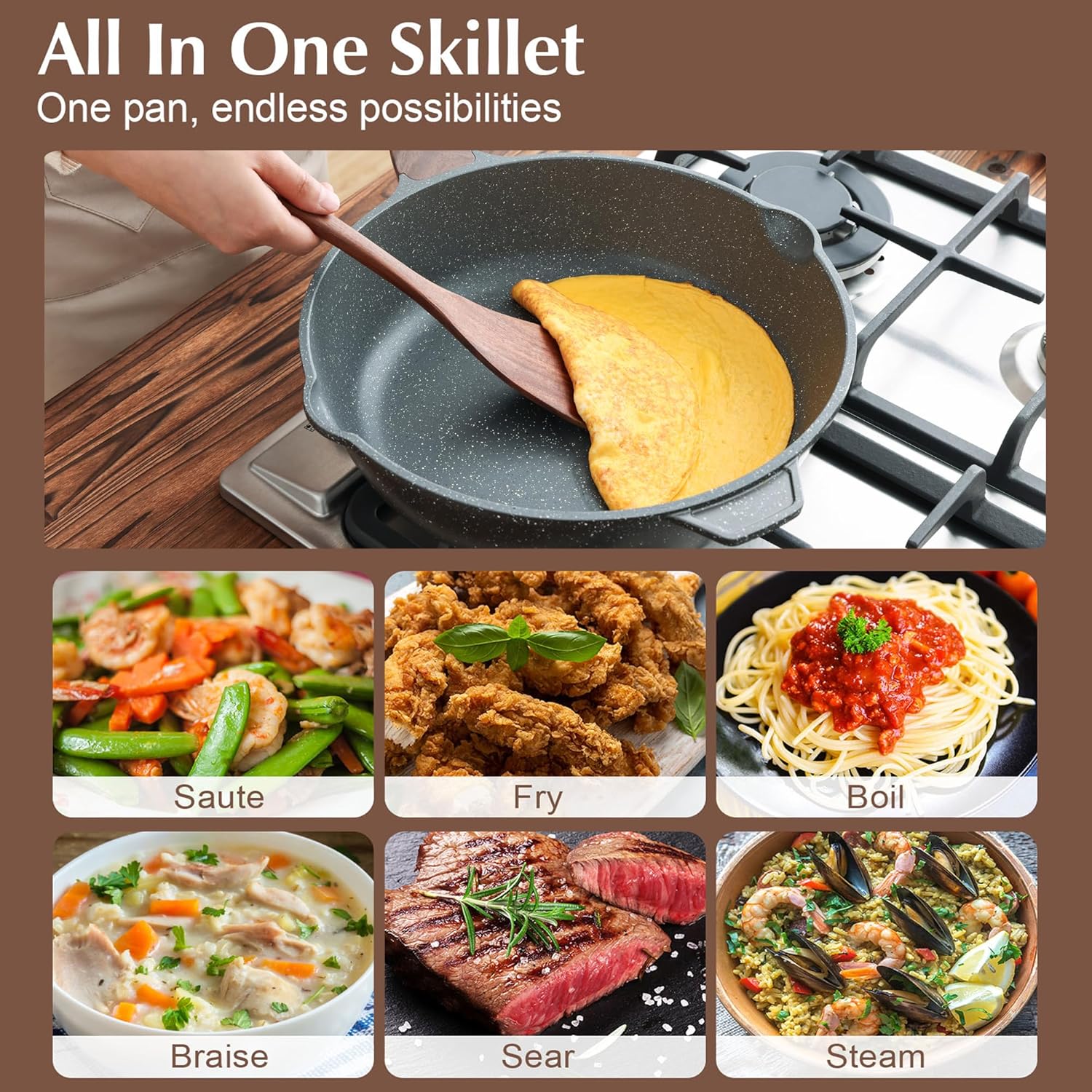 Detalle 2 de SENSARTE 12-inch Nonstick Deep Frying Pan