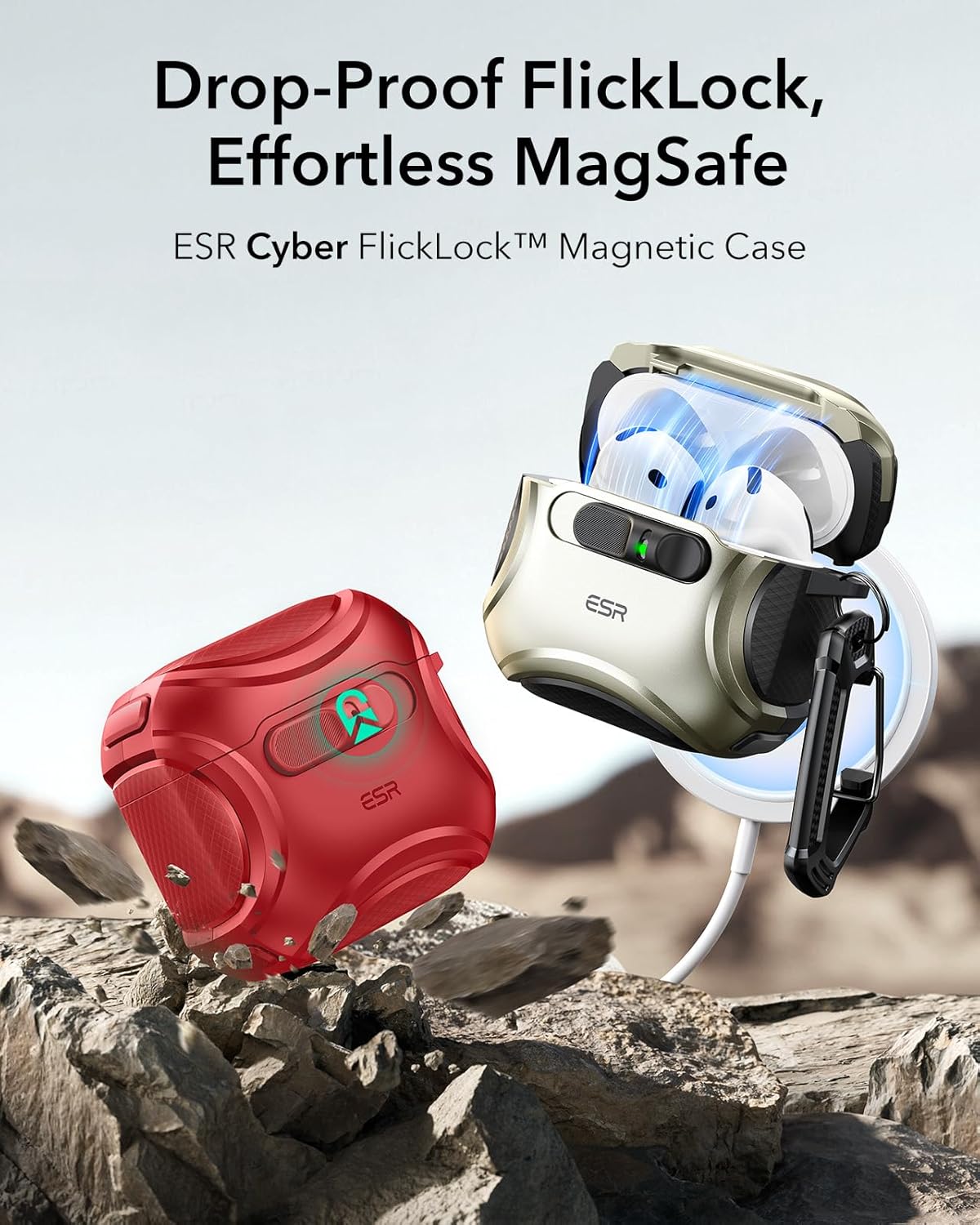 Thumbnail 2 de ESR AirPods 4 case (2024, USB‑C) with MagSafe support in Red – compatible with AirPods 4