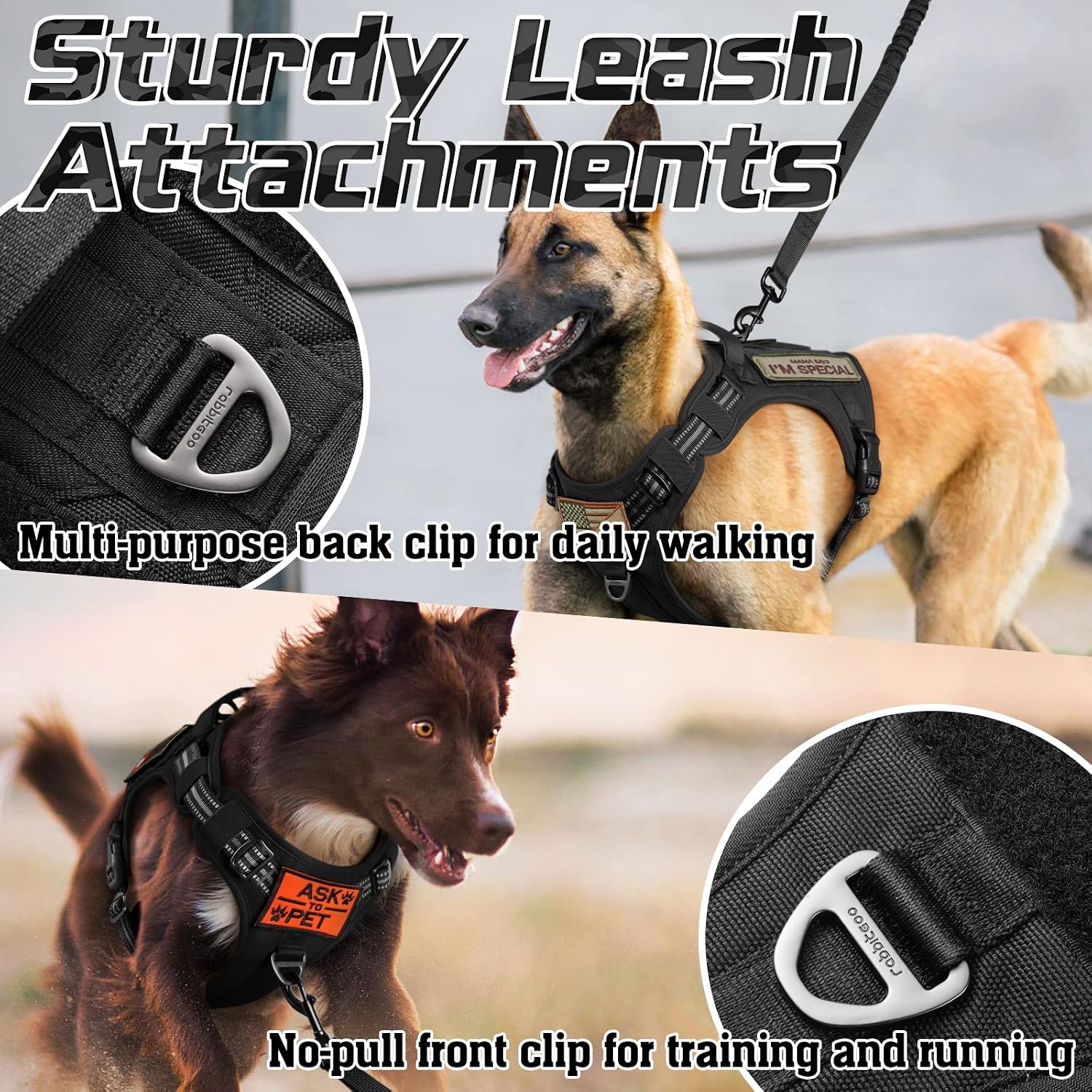 Detalle 1 de rabbitgoo Tactical Dog Harness with Molle, Medium