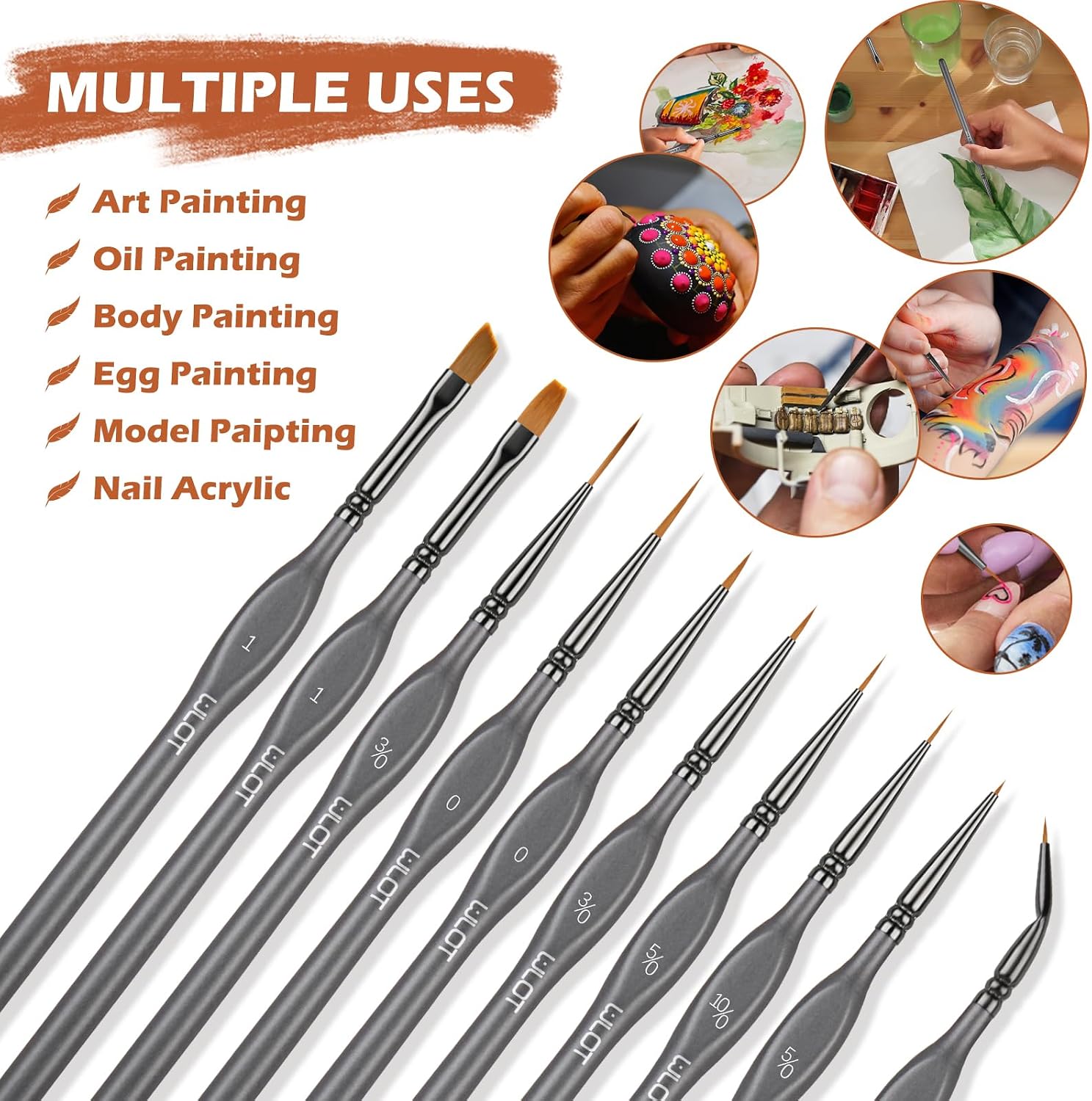 Detalle 2 de Fine Detail Brushes with Triangular Handles — Golden Maple Series, 10-piece Set