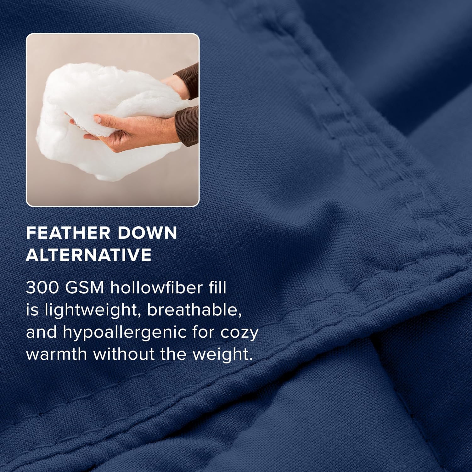 Detalle 2 de Bare Home Comforter Set – Queen Size (Dark Blue): Ultra-Soft, Goose Down Alternative