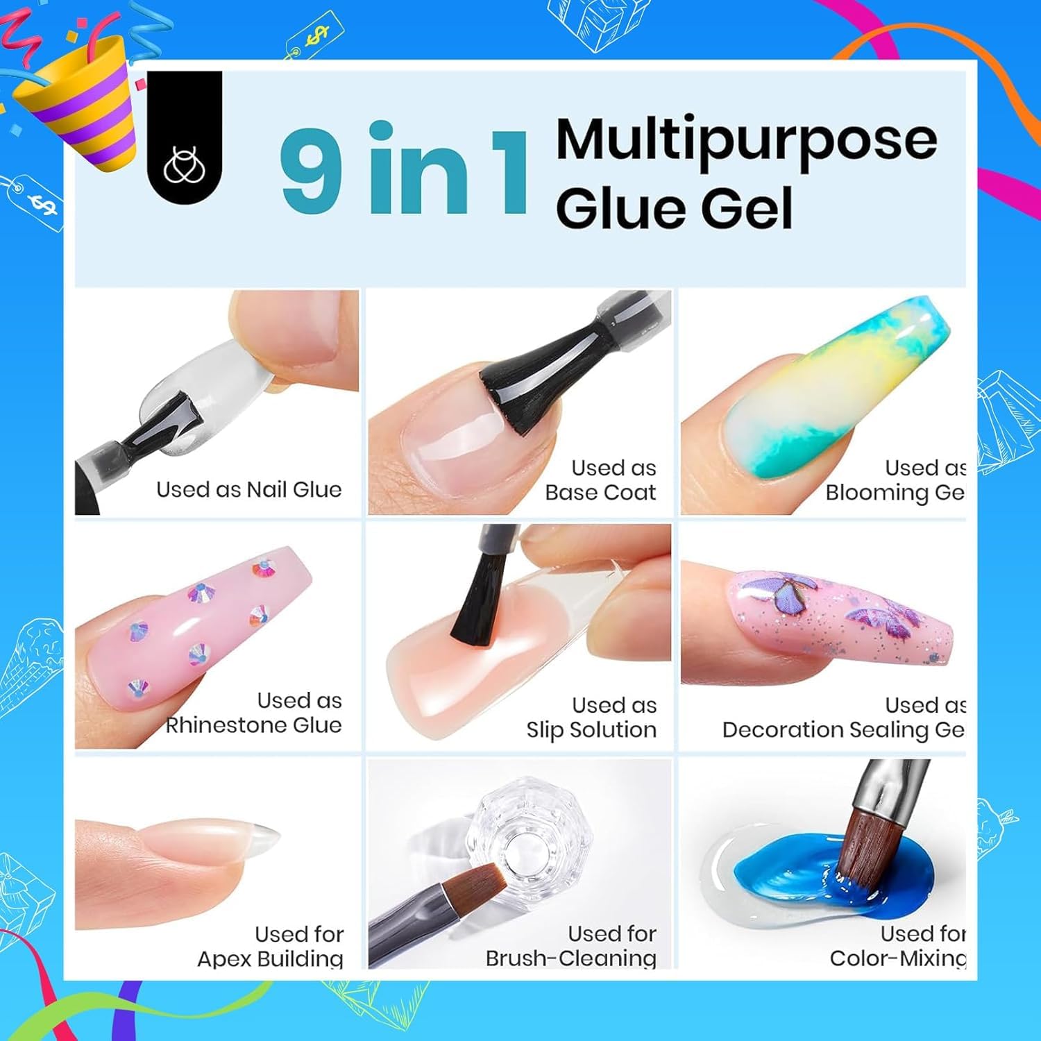 Thumbnail 5 de Beetles Gel Nail Kit Etch-X (Almond Short) 504-Piece Nail Tips DIY Set with 9-in-1 Glue Gel + Mini LED Lamp