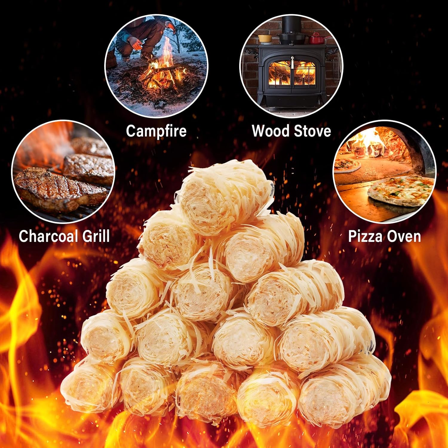 Detalle 2 de HGD 256 Natural Wood Fire Starters, 256 Count, Waterproof and Odorless