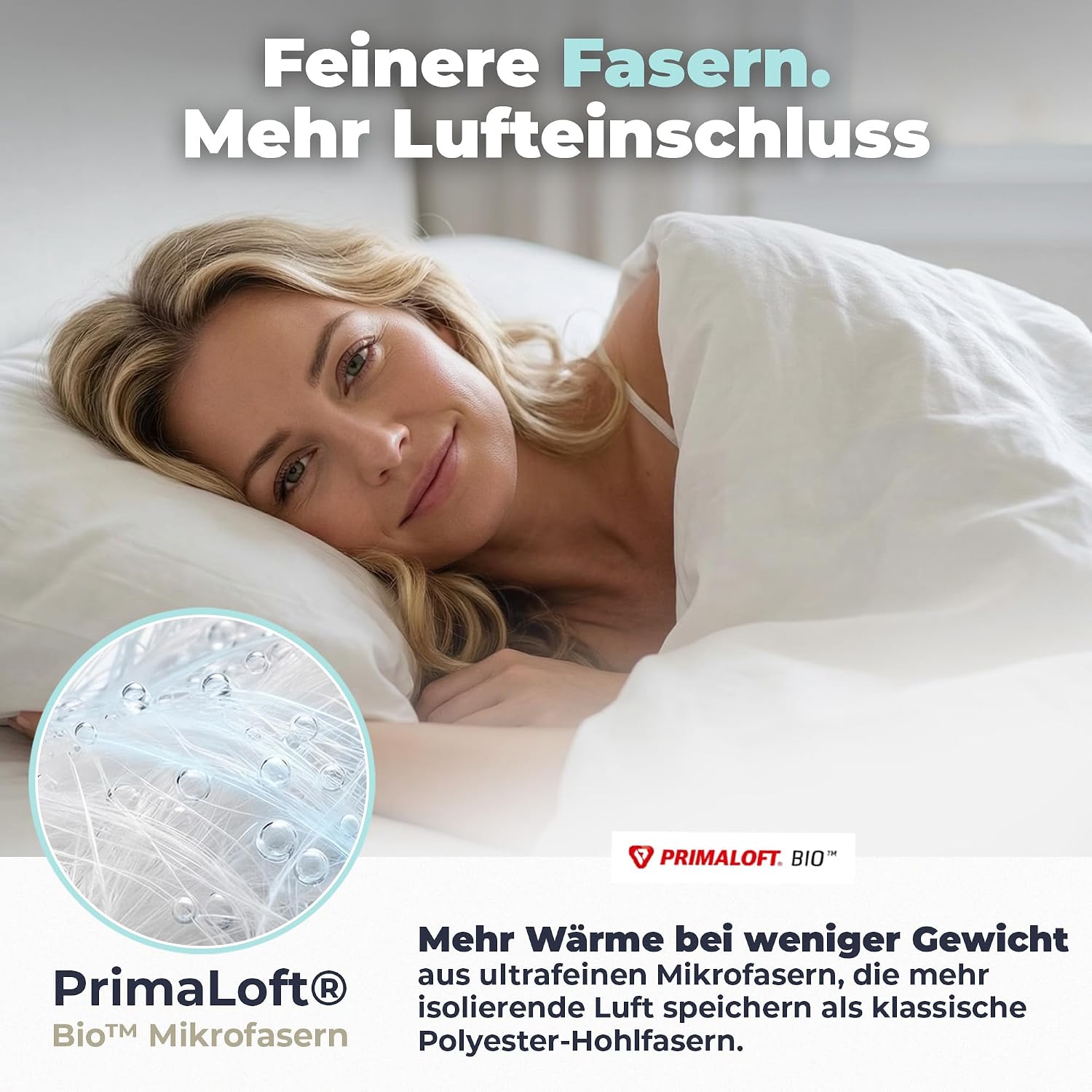Detalle de BEFA NATUR 4648 zomerdekbed 200 x 200 cm met PrimaLoft-vulling
