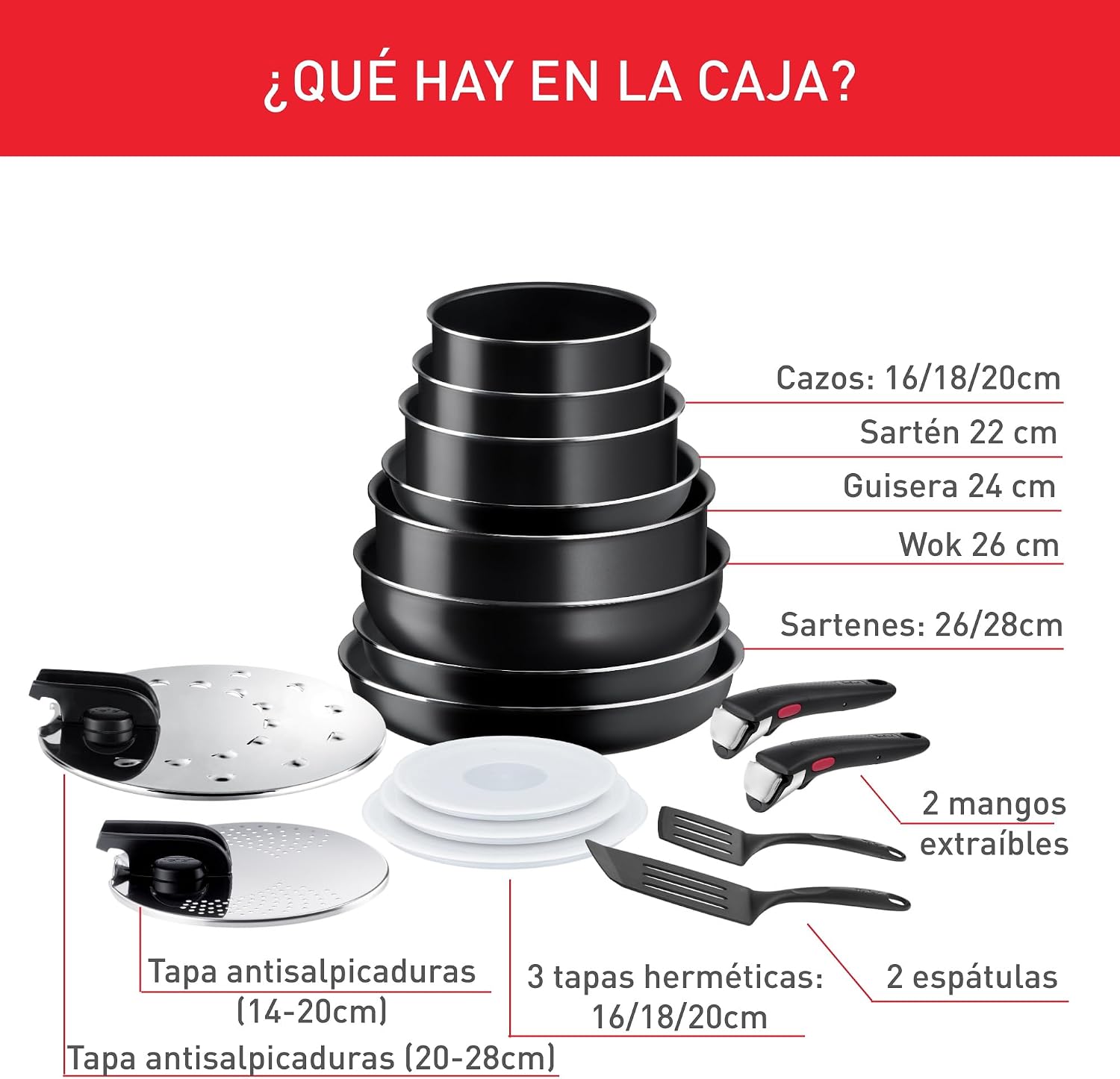 Detalle 2 de Tefal Ingenio Easy On: Juego de Sartenes, Cazos, Guisera y Wok