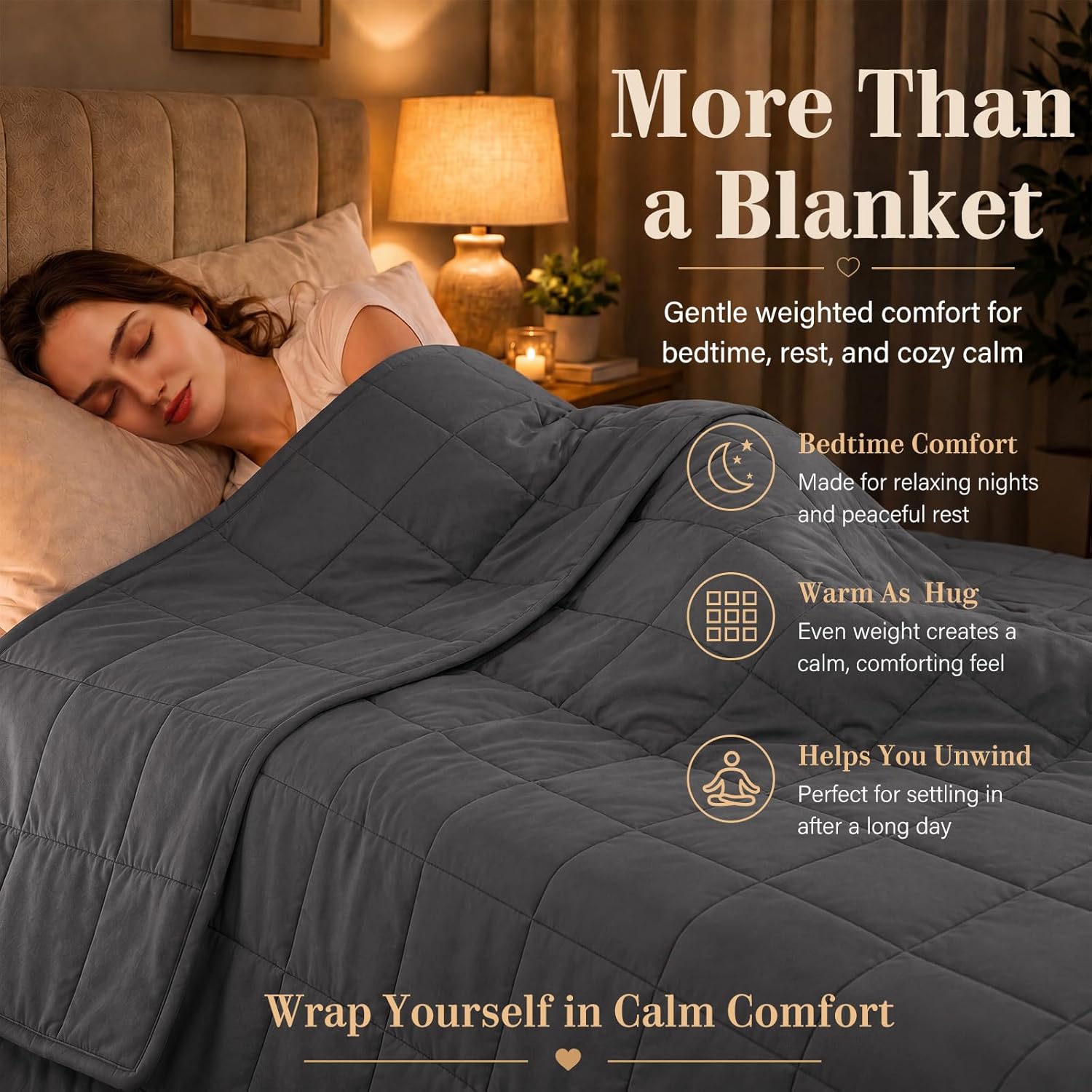 Detalle 2 de L'AGRATY Weighted Blanket 15lbs, 48"x72"