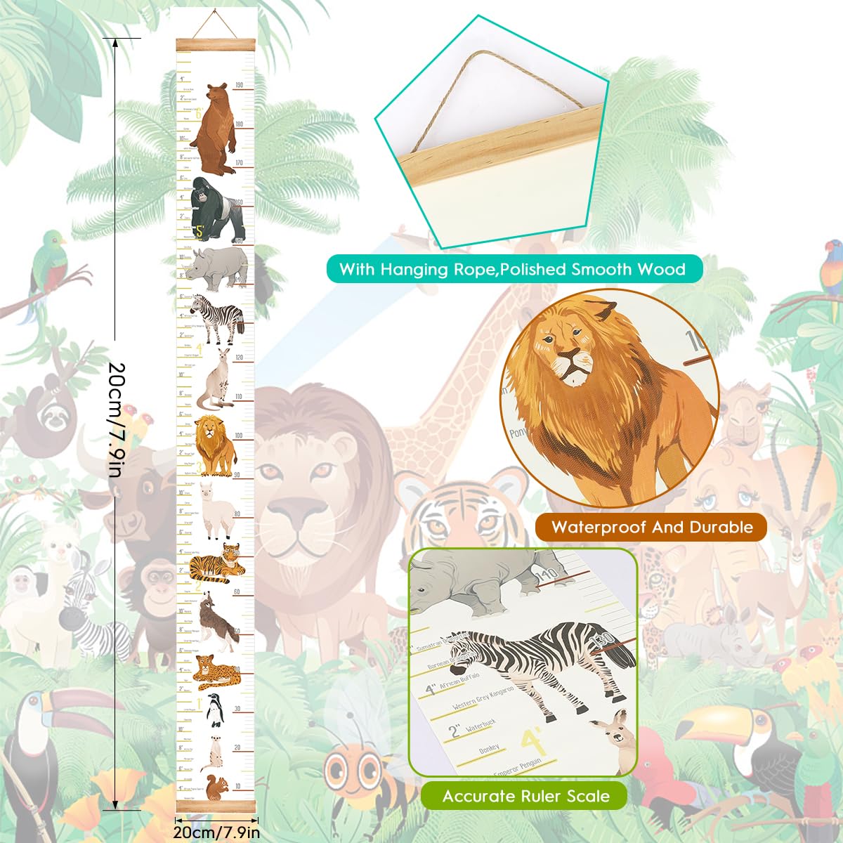 Detalle 2 de MIBOTE Kids’ Height Chart, Canvas