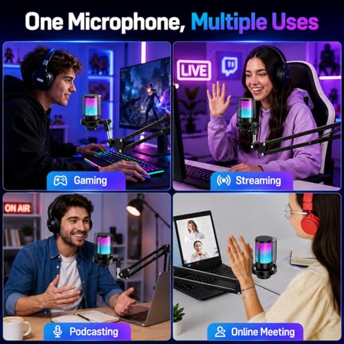Detalle 2 de Anykuu Micro Gaming RGB 24 Bits/192 kHz USB Microphone Condensateur