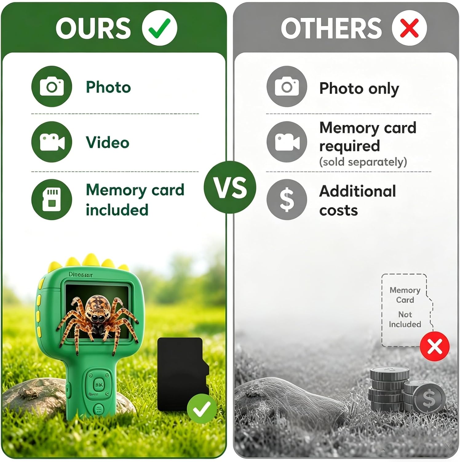 Detalle de Microscope Camera for Kids: 2-in-1 Handheld Pocket Microscope with 2.4" Screen and Autofocus (Green)
