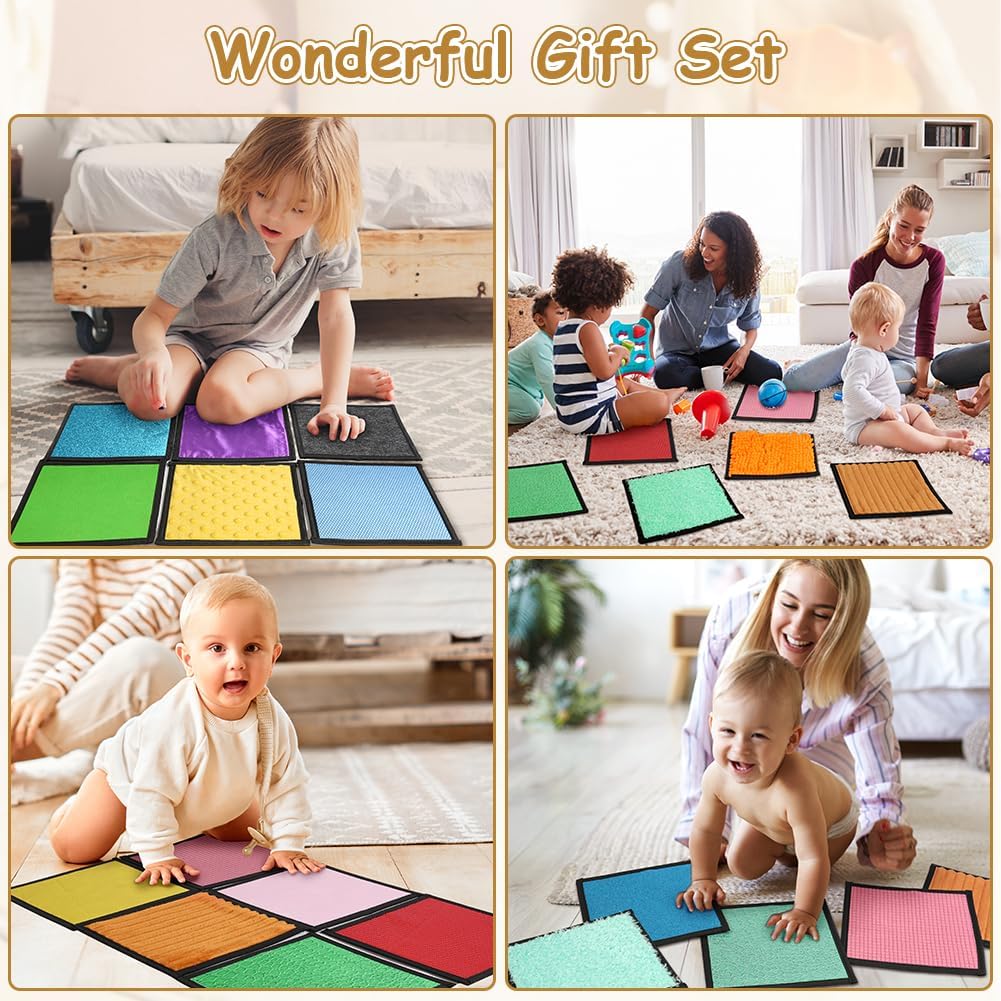 Thumbnail 6 de Vicloon Sensory Mats: 16 Mini Tactile Tiles for Autism – 20x20cm, Non-Slip & Washable