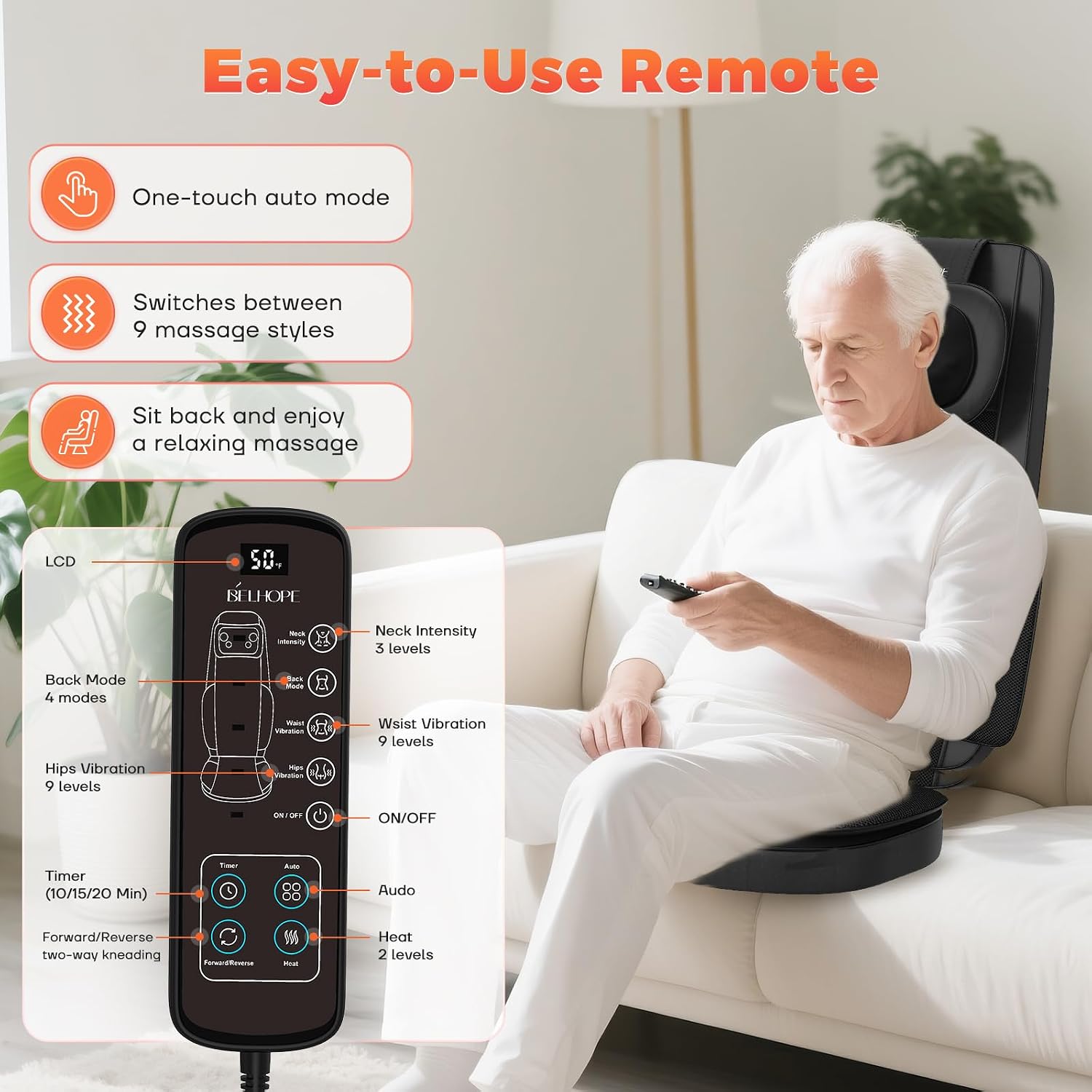 Thumbnail 5 de YOSSMO Shiatsu Neck and Back Massager: Deep Tissue Kneading in 8D with Heat