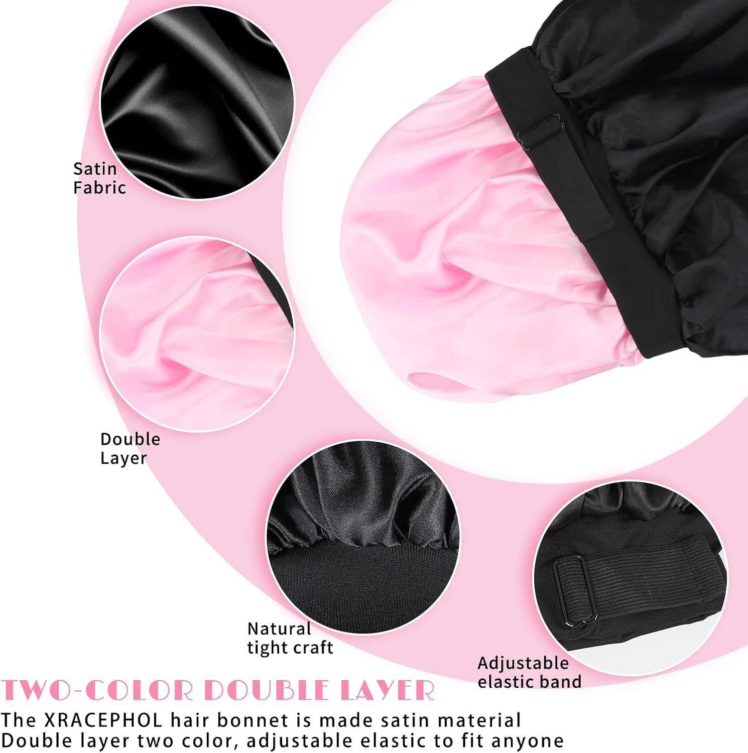 Thumbnail 2 de XRACEPHOL Silk Bonnet for Sleeping (Double Layer Satin, Adjustable) for Black Women