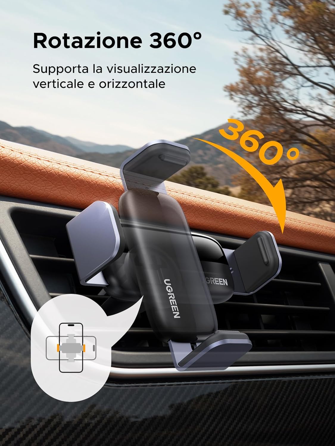 Thumbnail 2 de UGREEN Supporto Auto Clip per Cellulari 4,7–7,12"