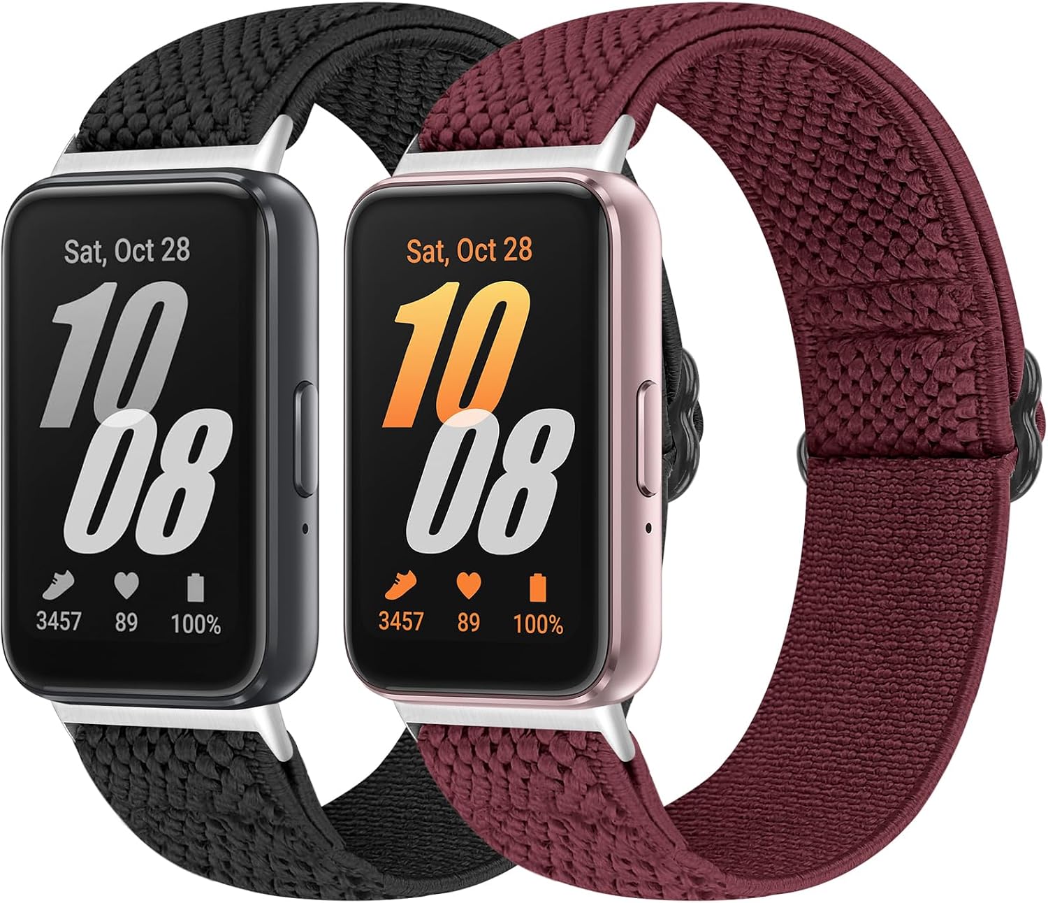 Detalle de Bcuckood Elastic Nylon Straps for Samsung Galaxy Fit 3 (SM-R390) – 2 Pack Adjustable Stretch Wristbands