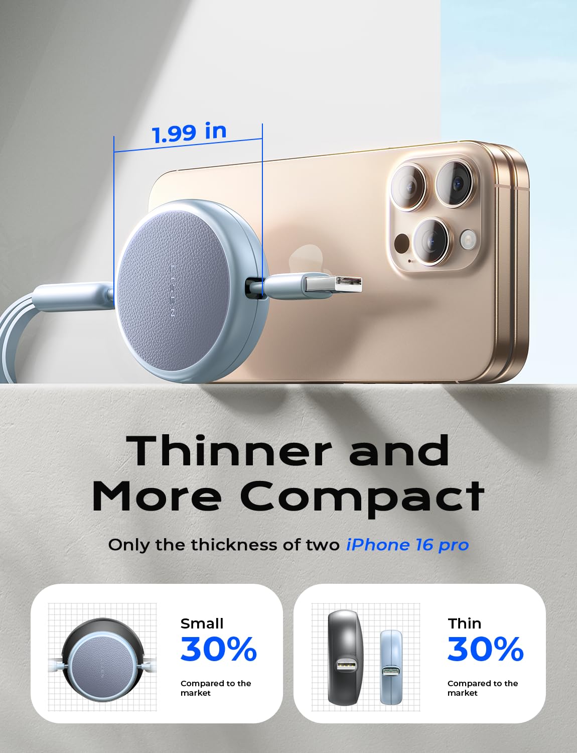 Detalle 2 de LISEN Multi Ladekabel 1.2 m für iPhone 17 Pro – 3-in-1 USB-C/Micro-USB/Lightning Auto-Ladekabel