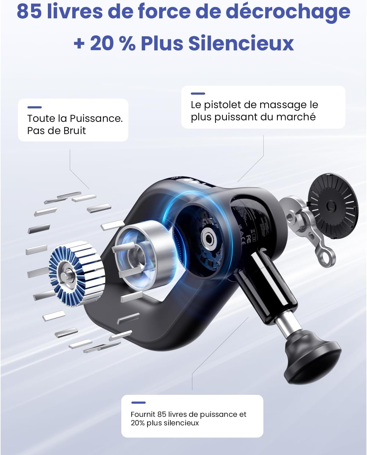 Detalle de Bob and Brad D6 Pro Plus – pistolet de massage avec chaleur, amplitude 16 mm