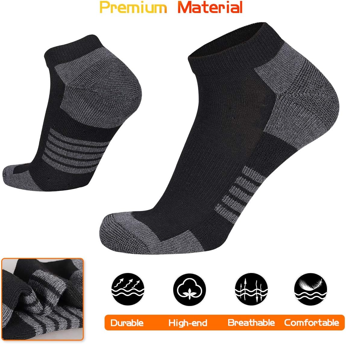 Thumbnail 6 de COOVAN 10 Pairs Mens Ankle Socks Low Cut Cushioned