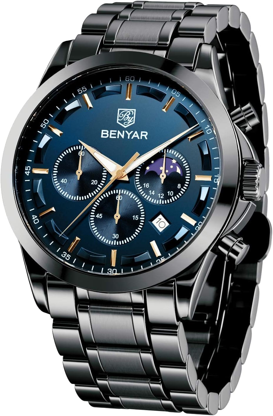 Detalle de BENYAR BY Uhren Herren Chronograph Analog Quarz – Wasserdicht, Datum, Elegante Herrenuhr