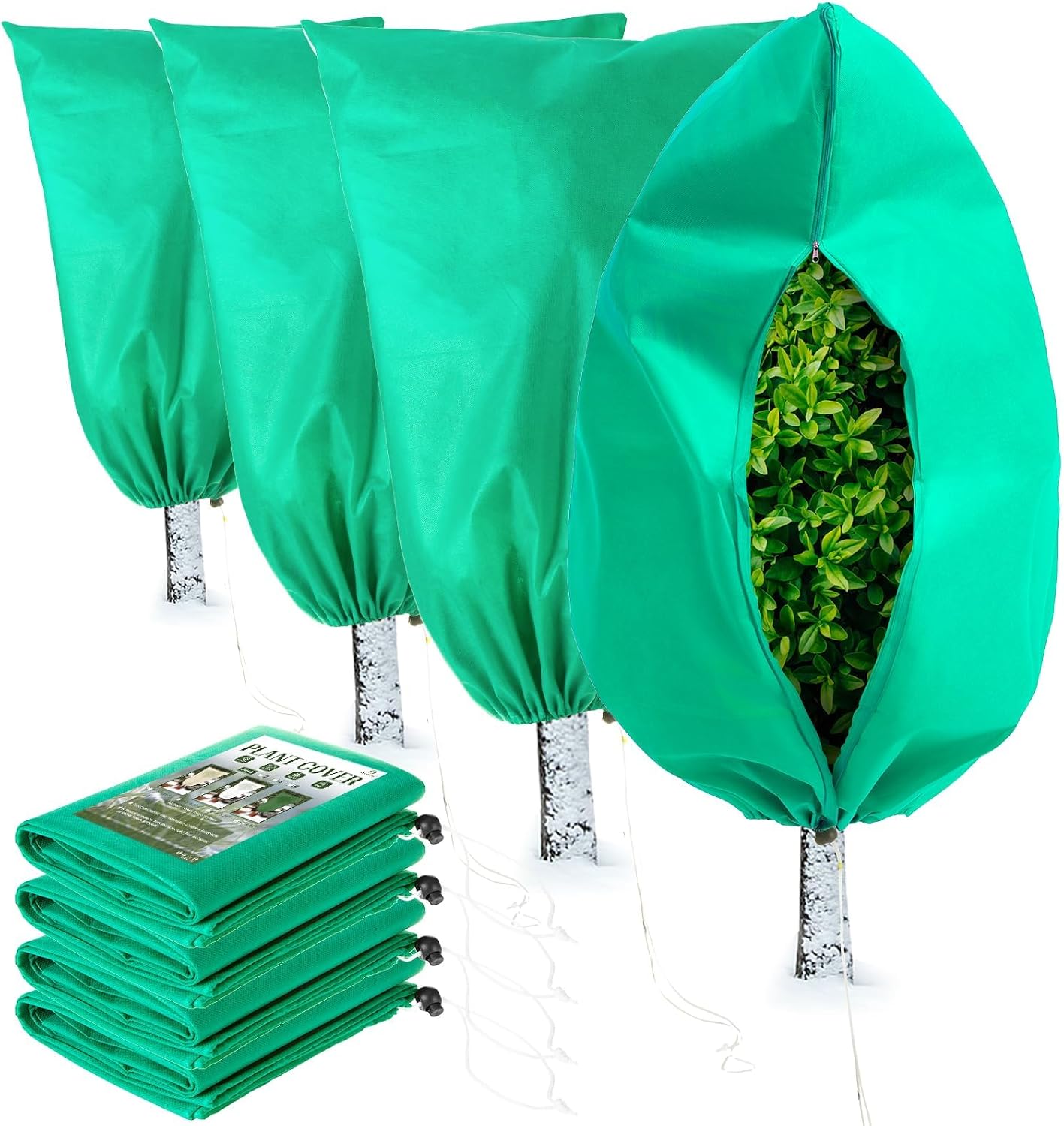 Detalle de Homimp OUTPC1116 Plant Frost Covers, 4-Pack with Zipper and Drawstring