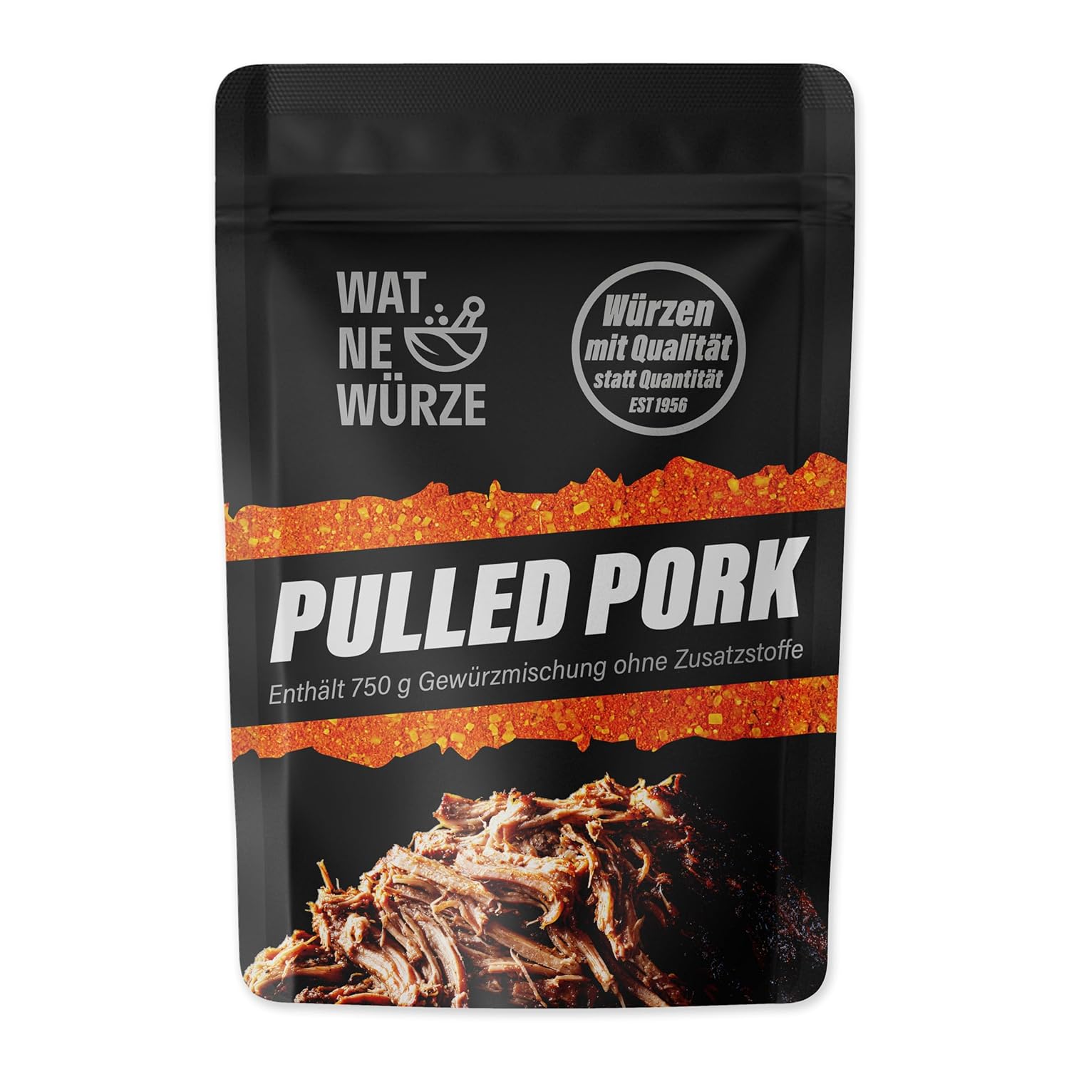 Detalle de WAT NE WÜRZE Pulled Pork Rub Gewürzmischung 750 g – BBQ Gewürz für Pulled Pork aus Schweineschulter oder Schweinenacken