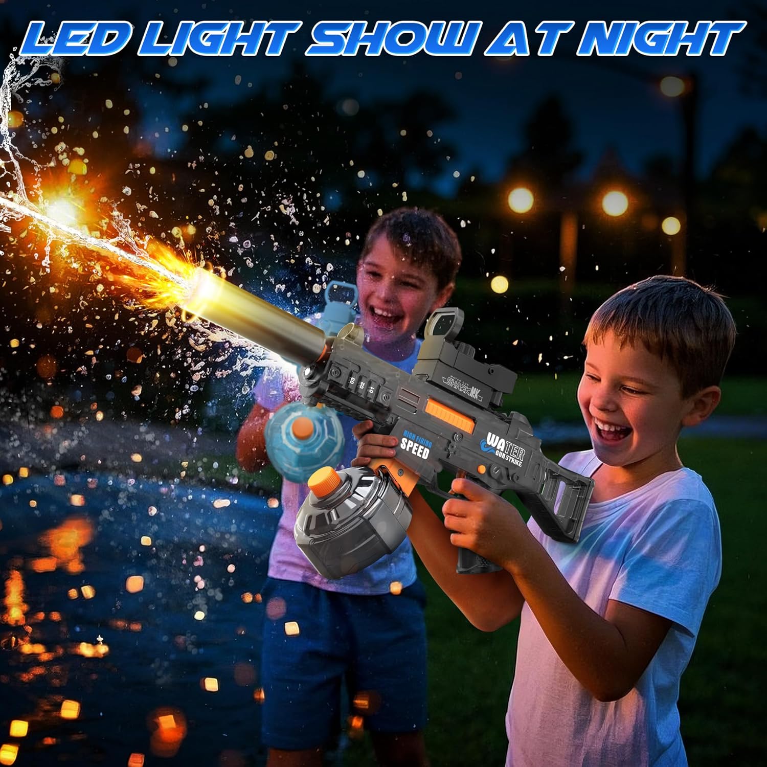 Thumbnail 2 de 2-Pack Electric Water Guns for Adults & Kids with 32Ft Range, LED, and Automatic Refill (Gray & Blue)