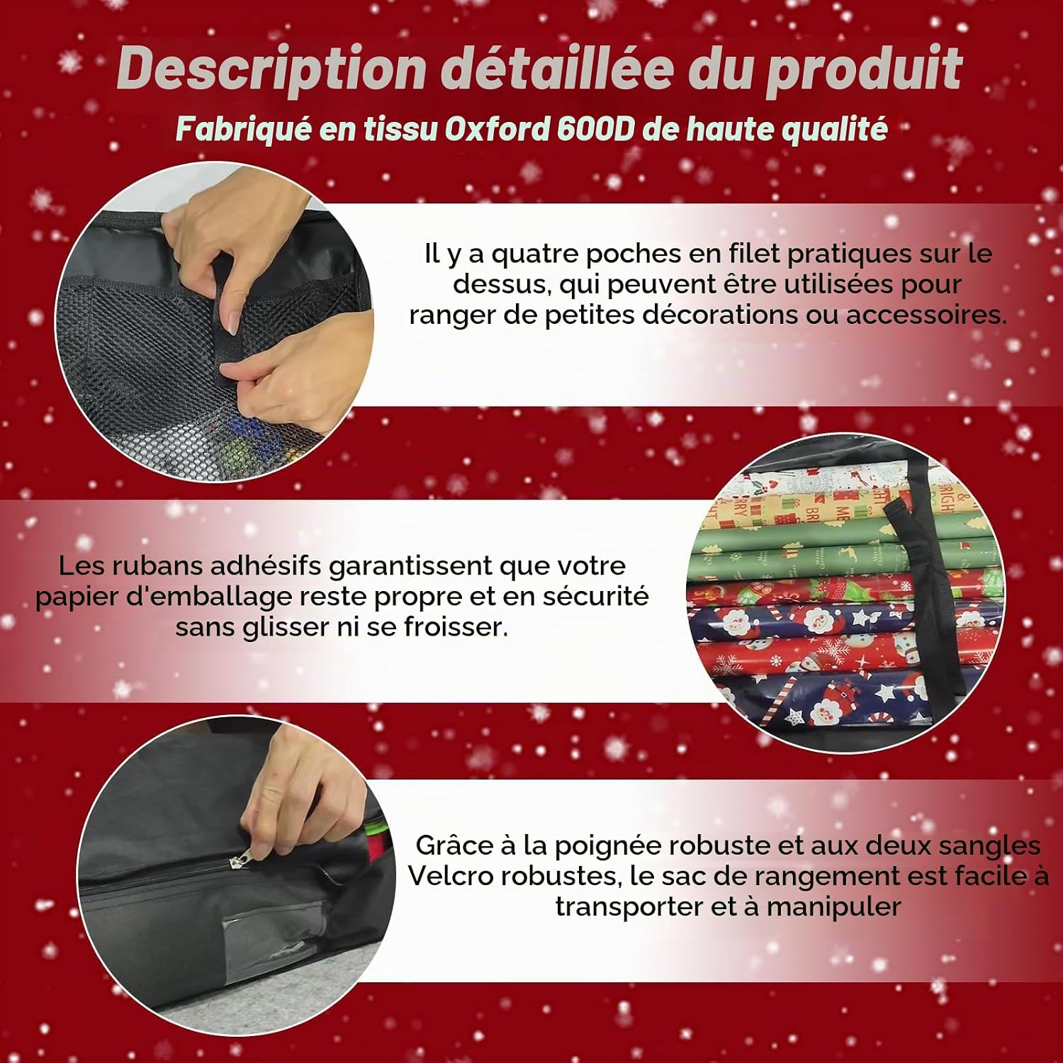 Detalle 2 de HOSPAOP opbergtas voor cadeaupapier, 600D Oxford, waterdicht, 100 x 35 x 15 cm
