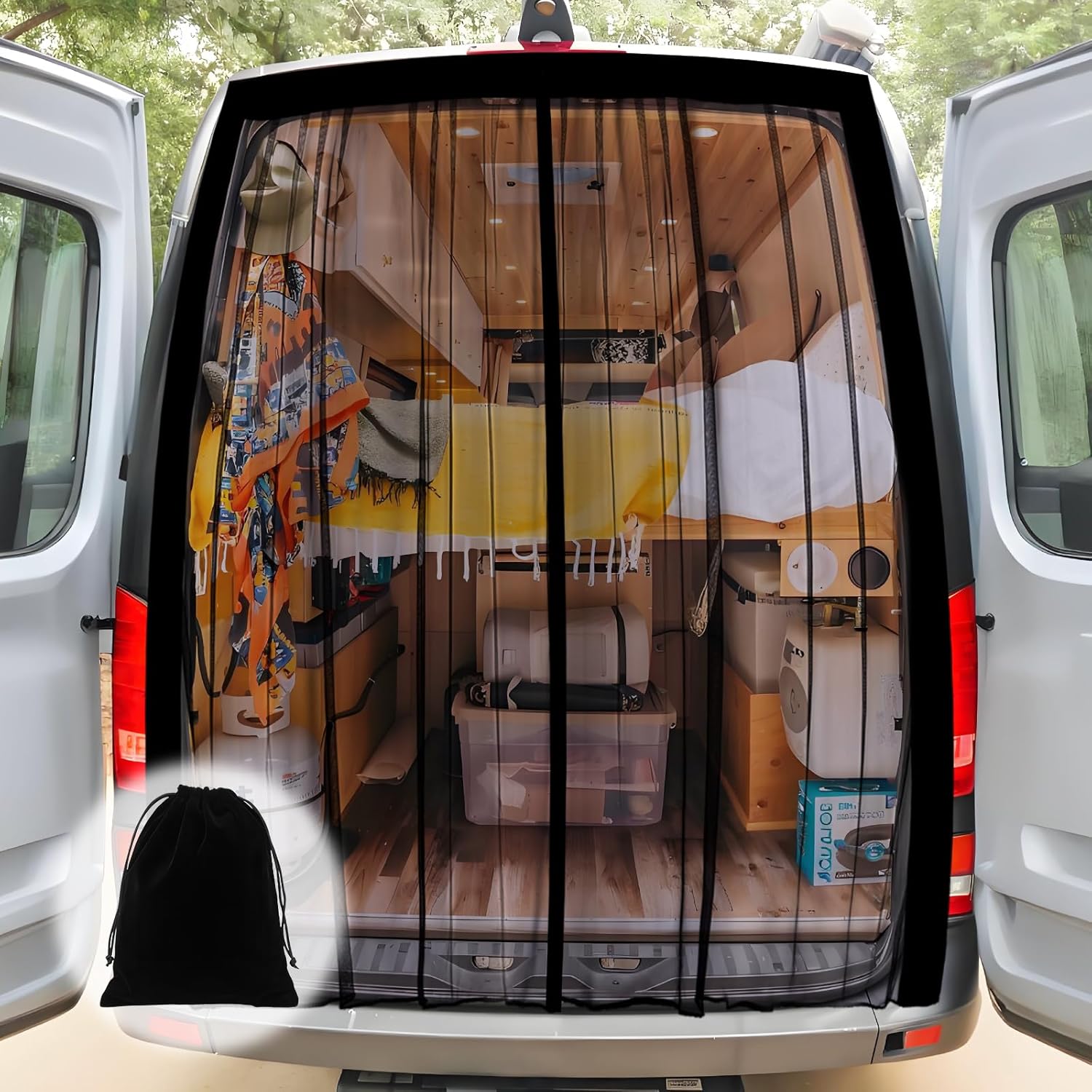 Thumbnail 6 de XCBYT Fliegengitter Auto für Multivan Schiebetür/Heckklappe – 180 × 150 cm – Universell magnetischer Insektenschutz
