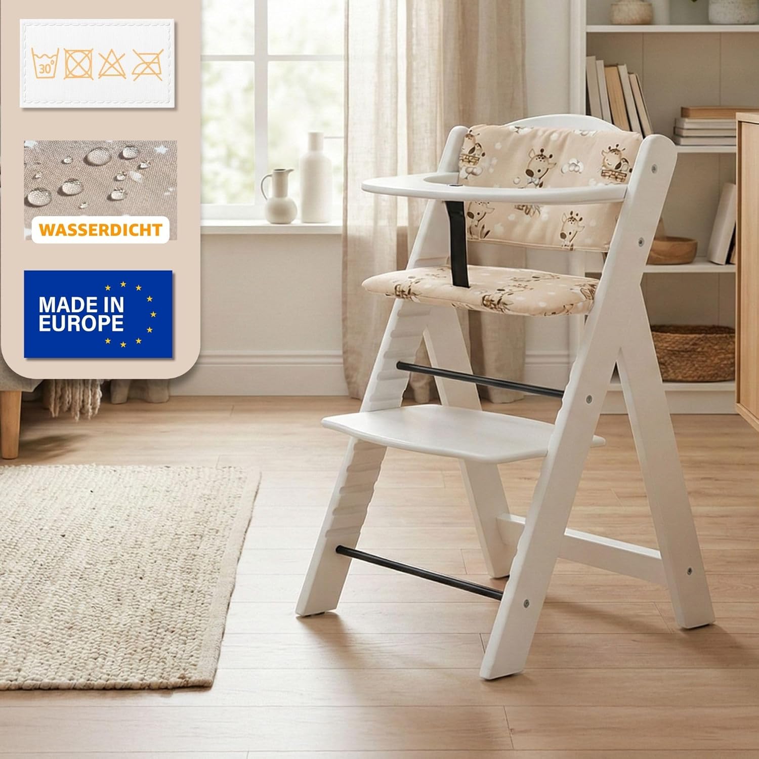 Thumbnail 3 de Housse chaise haute bébé 2 pièces Beige Oeko-Tex