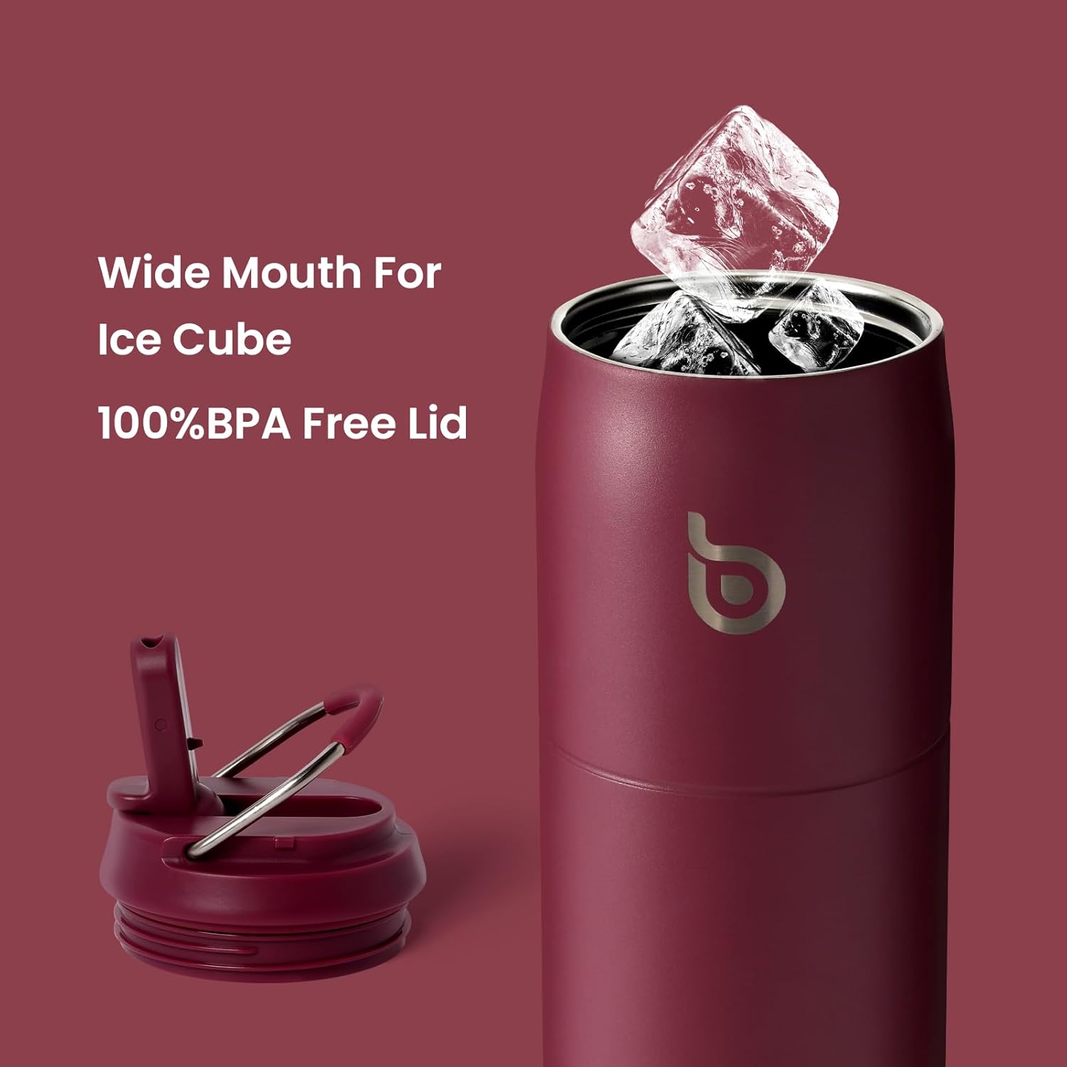 Thumbnail 4 de BOTTLE BOTTLE isolierte Wasserflasche aus Edelstahl 946 ml (32 oz) mit Strohhalm, Griff & doppelwandig – BPA-frei (Rot)