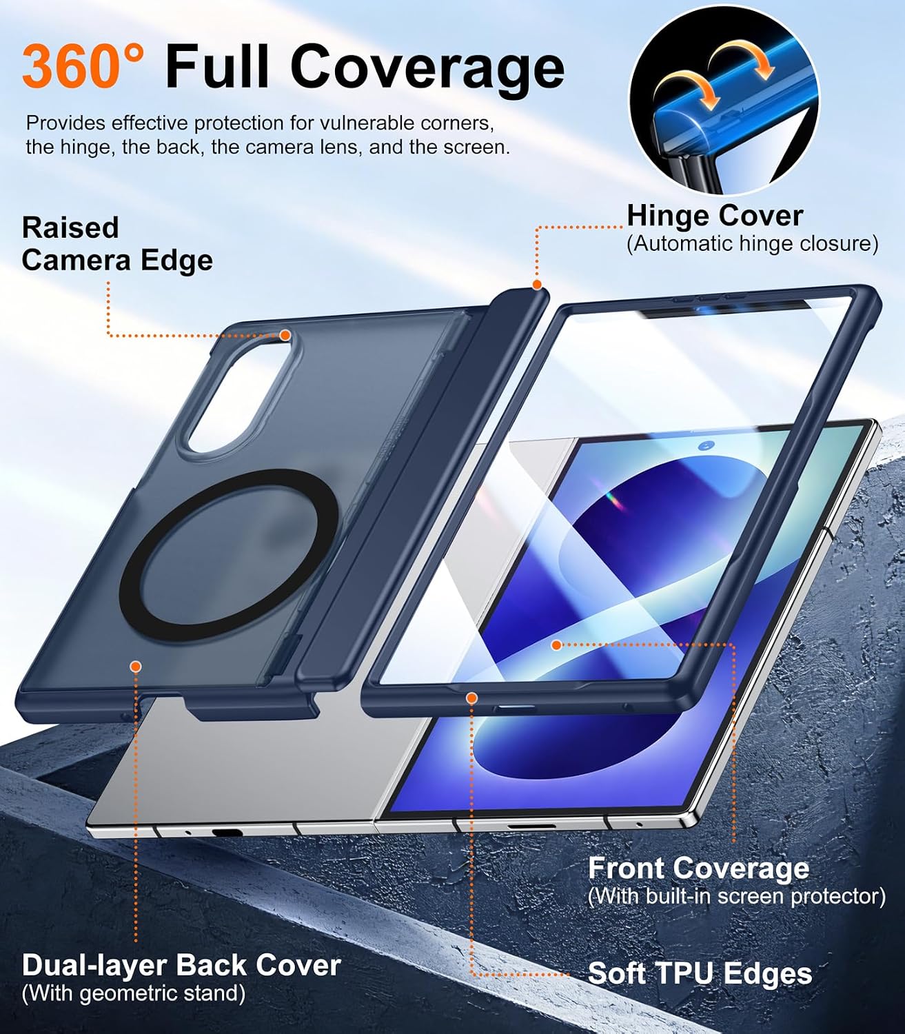 Thumbnail 6 de SPIDERCASE WJB-ZFOLD8Wide CXZJ 2IN1-BL マグネット式 Galaxy Z Fold 8ケース ブルー