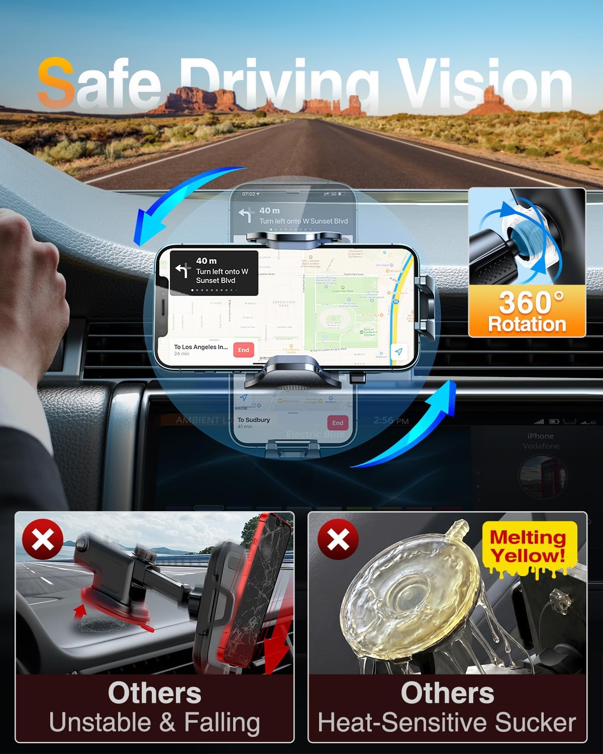 Detalle de VANMASS Car Phone Mount, 0.6-Inch Case Clearance