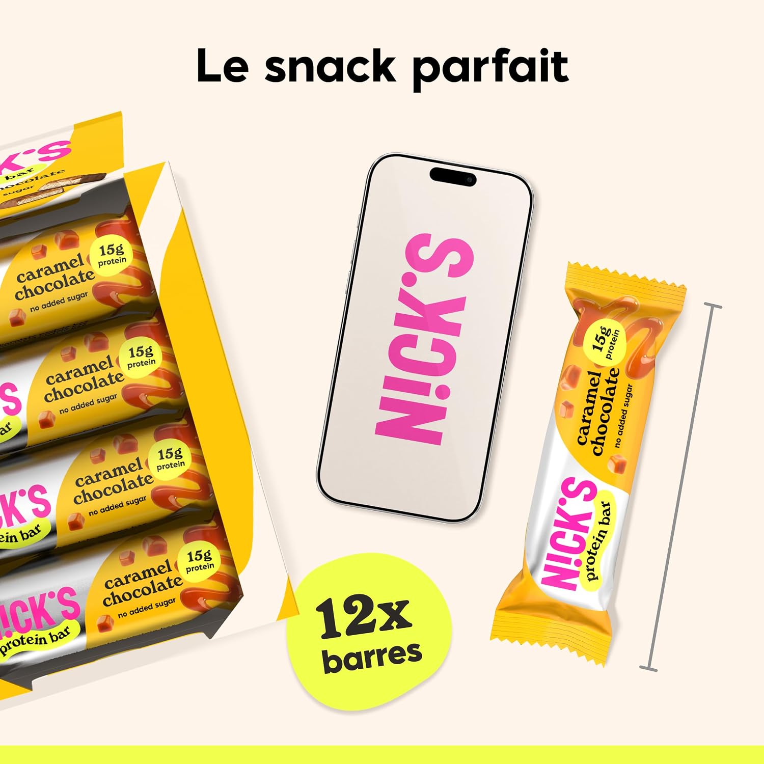 Thumbnail 6 de N!CK'S chocolade-karamel proteïnerepen, 15 g eiwit, glutenvrij, 12 x 50 g