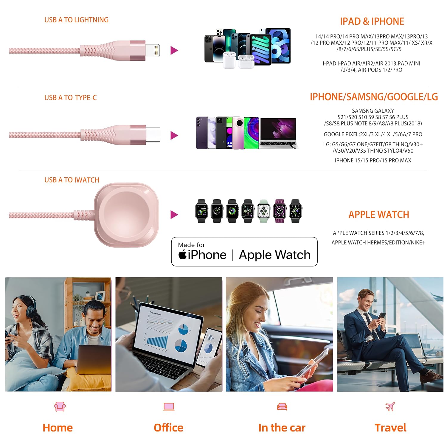Thumbnail 5 de Apple 3‑in‑1 Magnetic Charging Cable 6FT