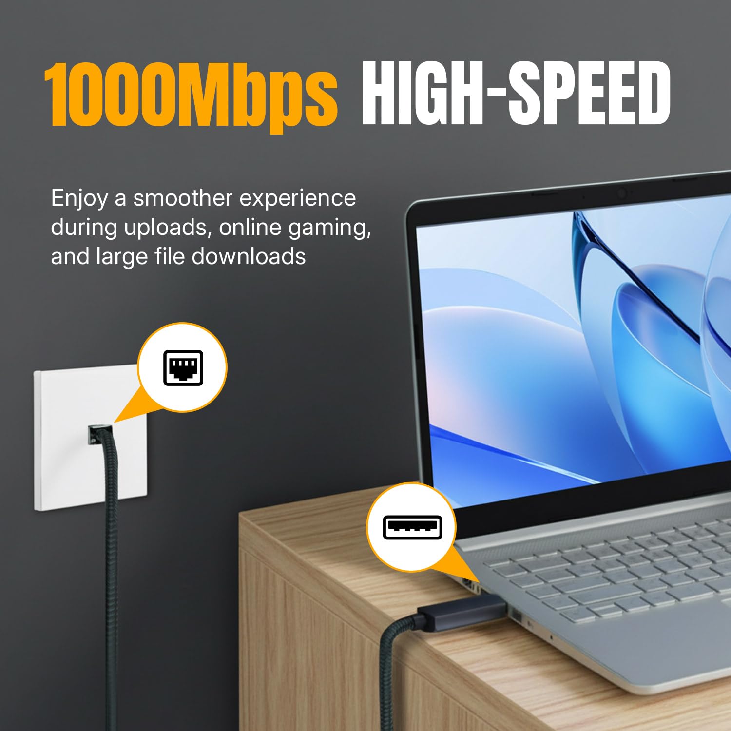 Detalle de Tolesum 2 m Cavo USB A a Ethernet 1000 Mbps