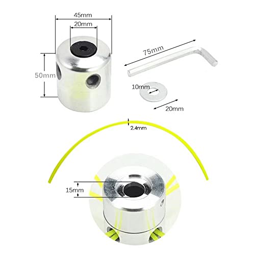 Detalle de Desbrozadora Kimuwote: Cabezal de desbrozar en aluminio, 2 piezas – compatible con bocas de rosca a la izquierda