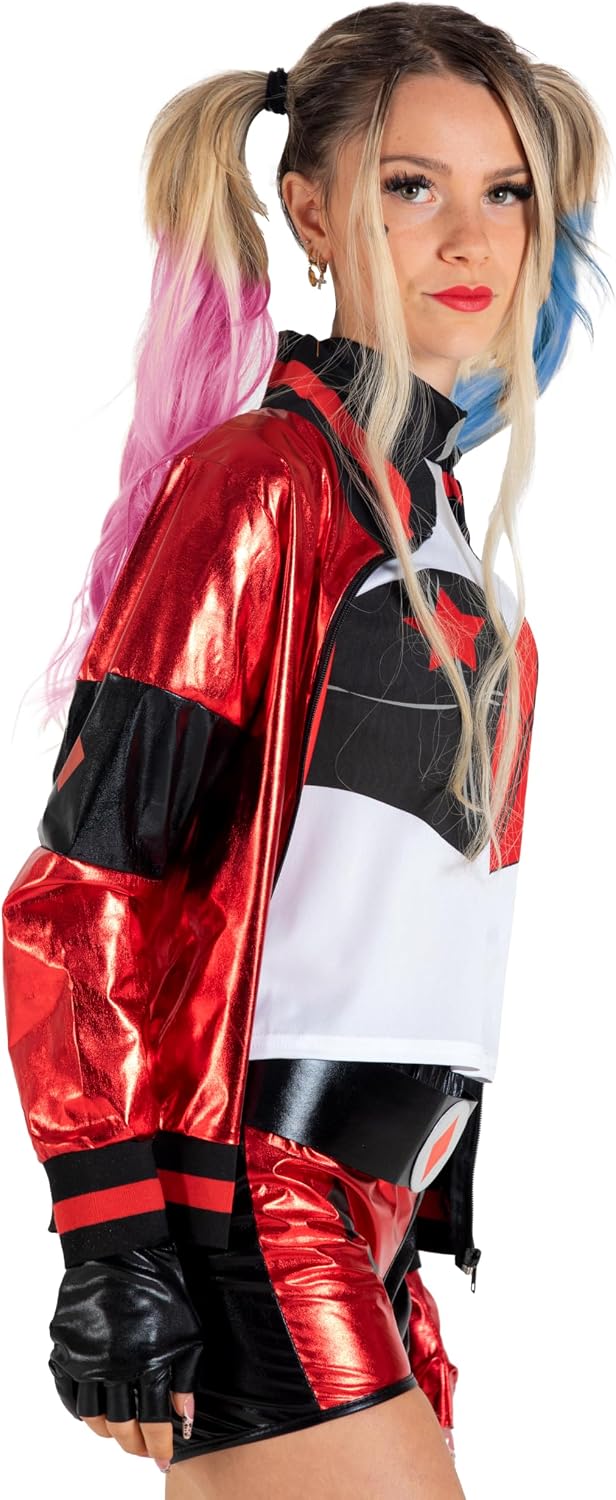 Detalle de Harley Quinn – licencjonowany kostium dla dziewczynki, rozmiar 8–10 lat