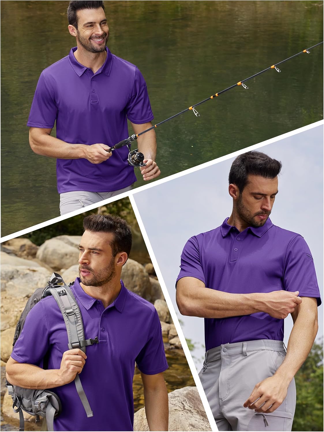 Thumbnail 1 de TACVASEN Men's Breathable Quick-Dry Golf Polo Shirt