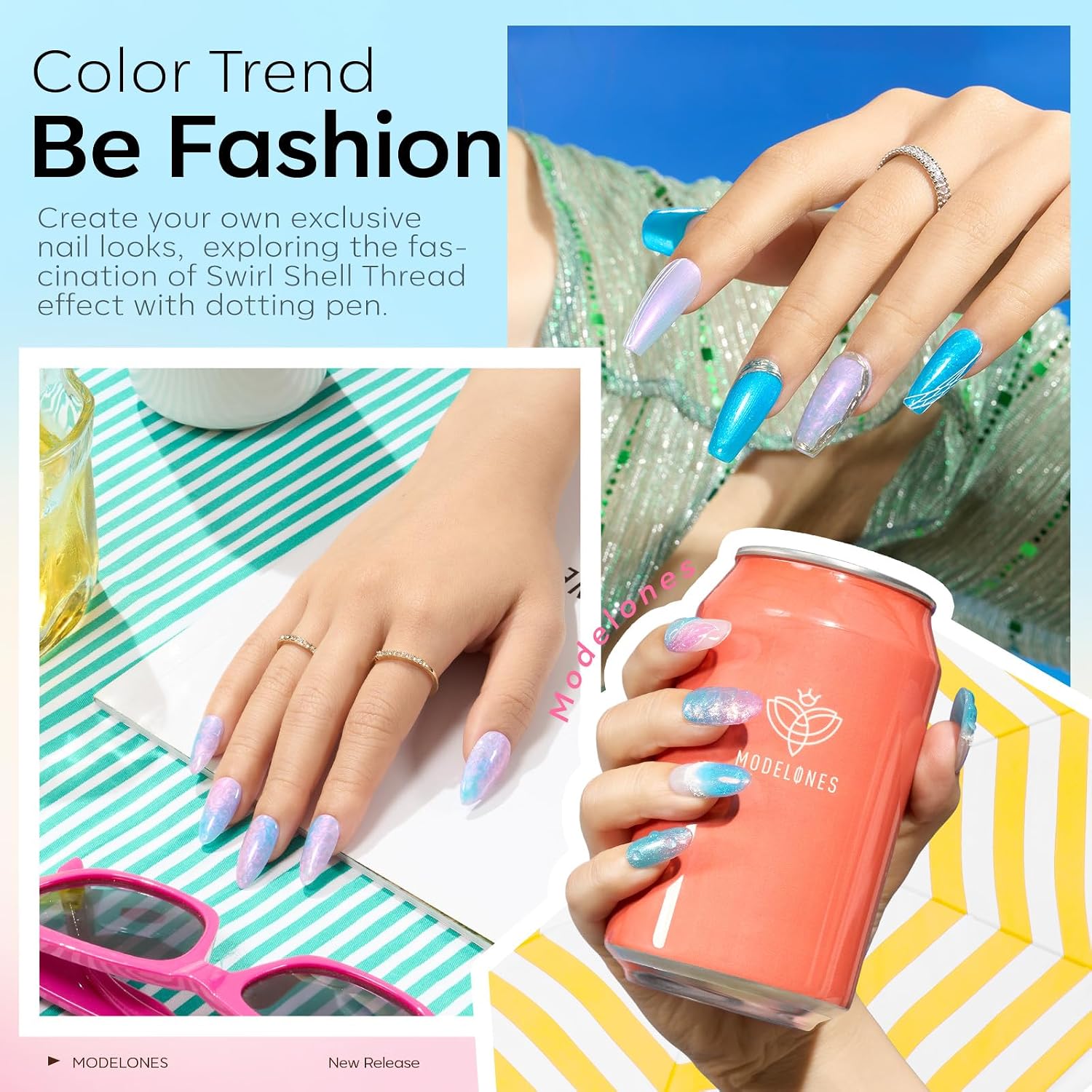 Detalle 2 de Modelones Glitter Gel Nail Polish Set, 6 Colors