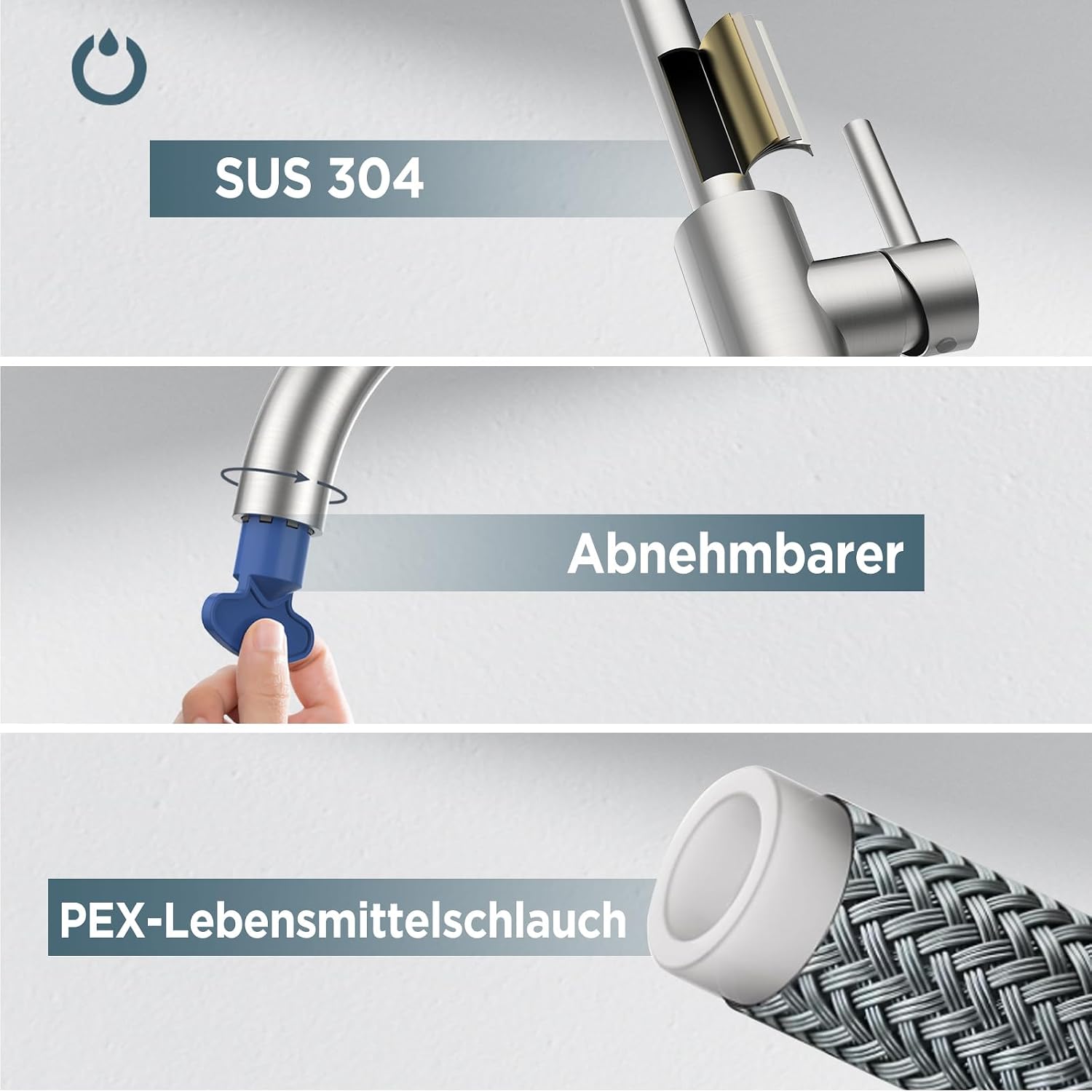 Thumbnail 3 de FORIOUS L-förmige Küchenarmatur 360° 🚰
