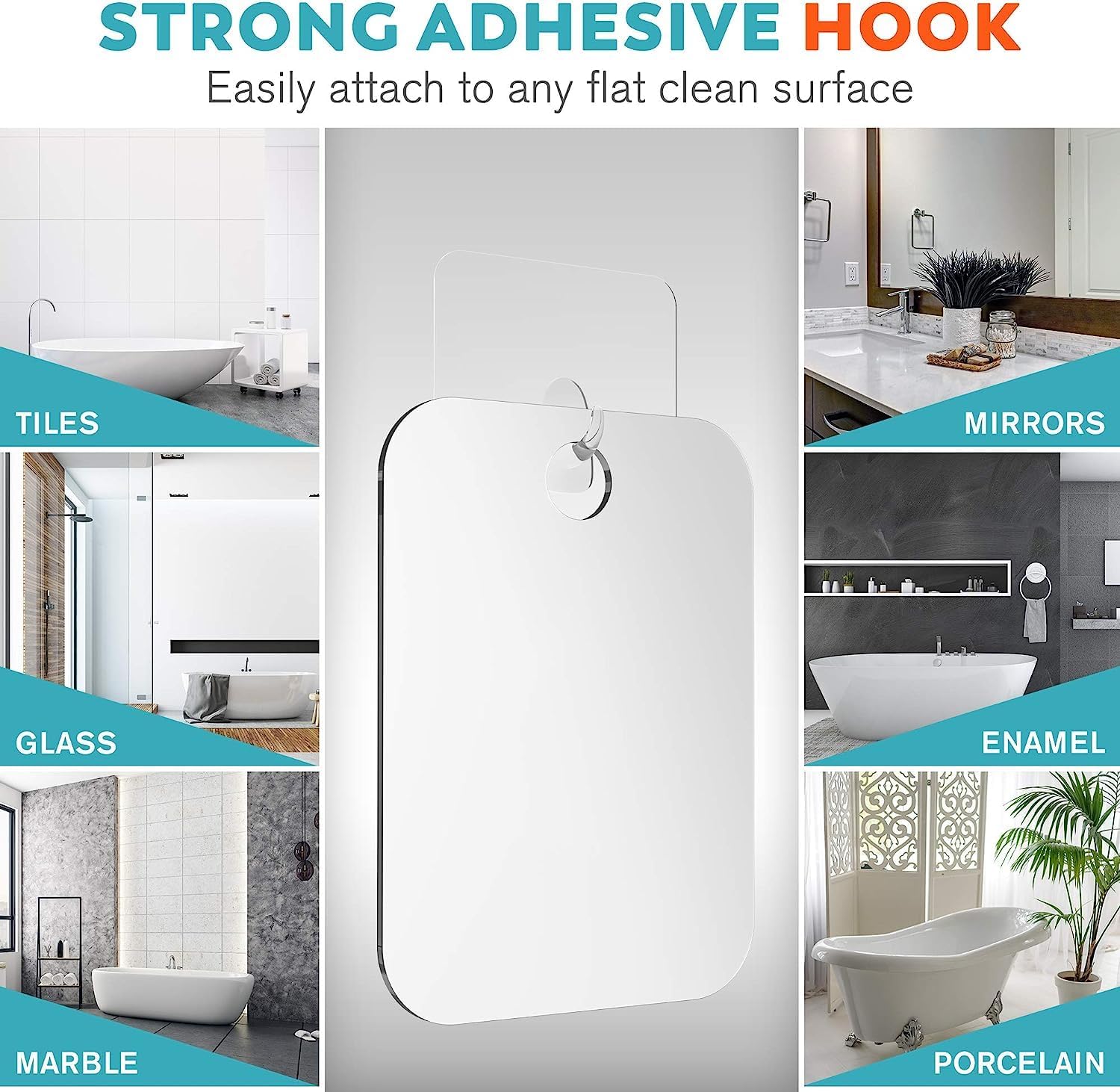 Thumbnail 4 de HONEYBULL Fogless Shower Mirror for Shaving with No-Drill Mount and Razor Hook