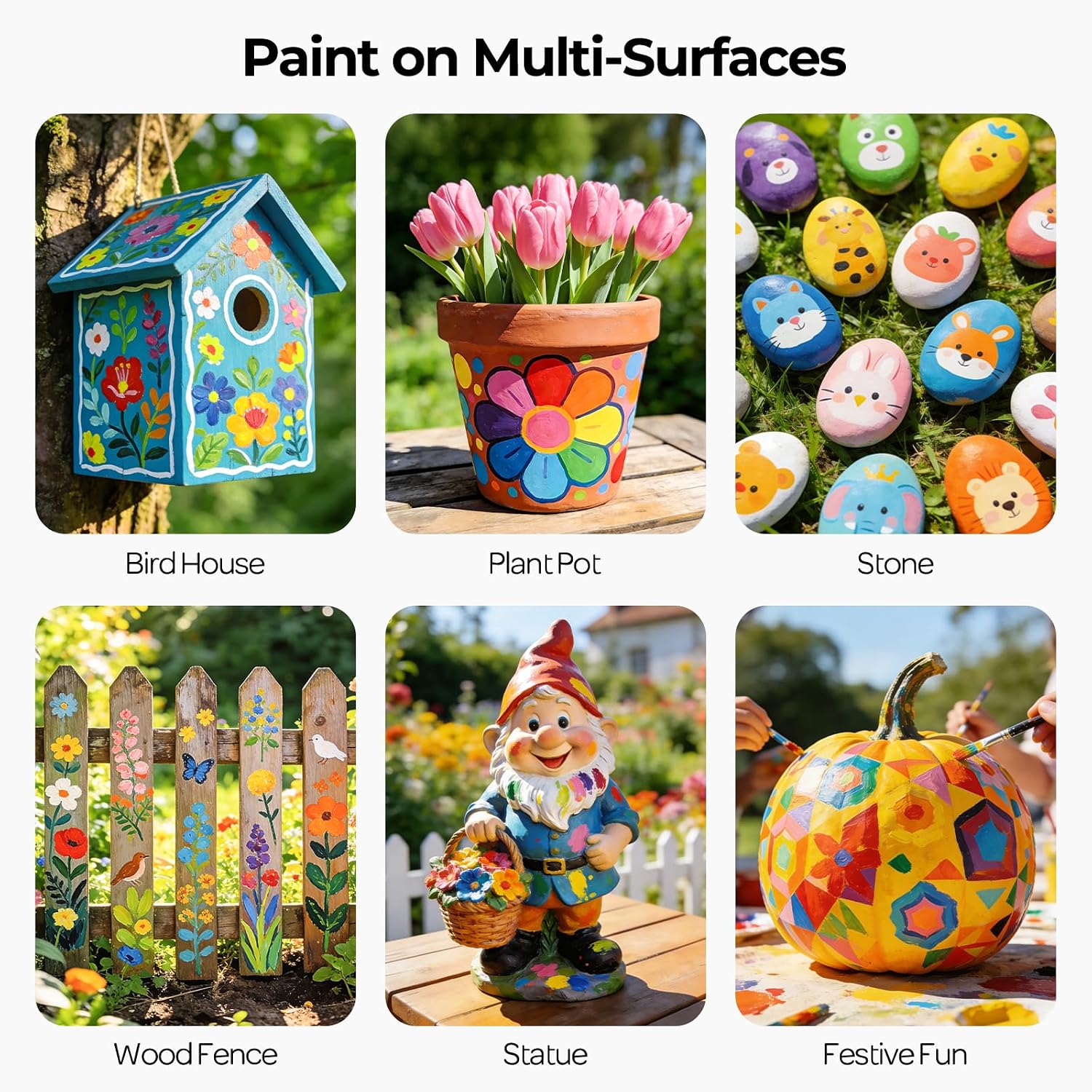 Thumbnail 6 de Nicpro 32-Colour Outdoor Acrylic Paint Set (Bulk) with Brushes, Sponge & Art Knife
