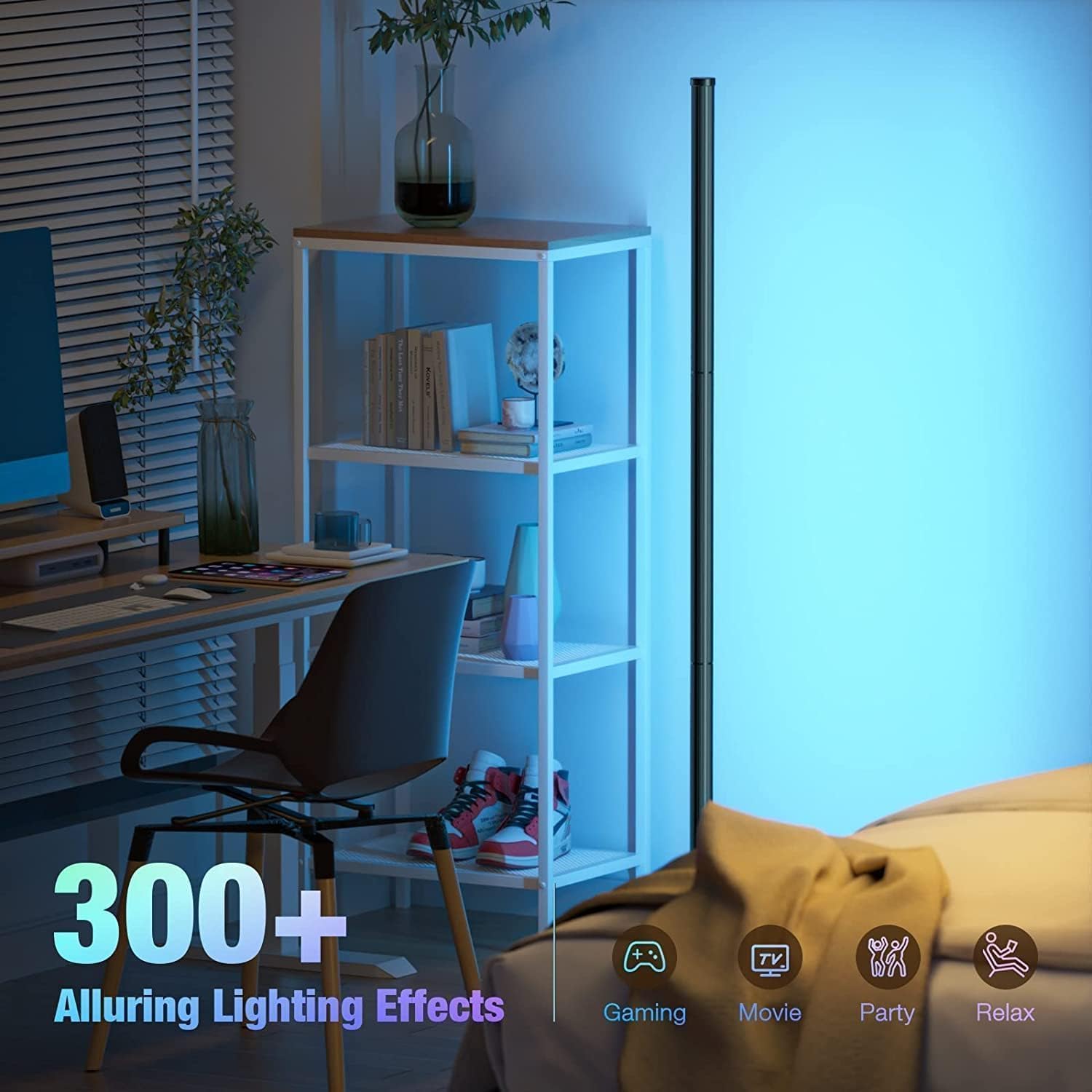 Detalle 2 de Uocub SPL-FLL00X1 Smart LED Corner Floor Lamps, 2-Pack with App Control