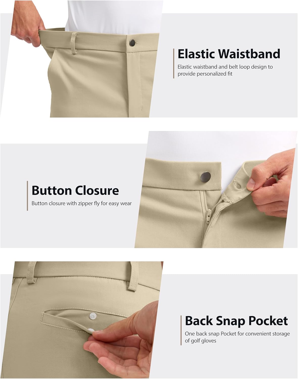 Thumbnail 4 de Pudolla Men’s Casual Shorts (7–9 Inch) Golf/Work Shorts with 4 Pockets & Stretch