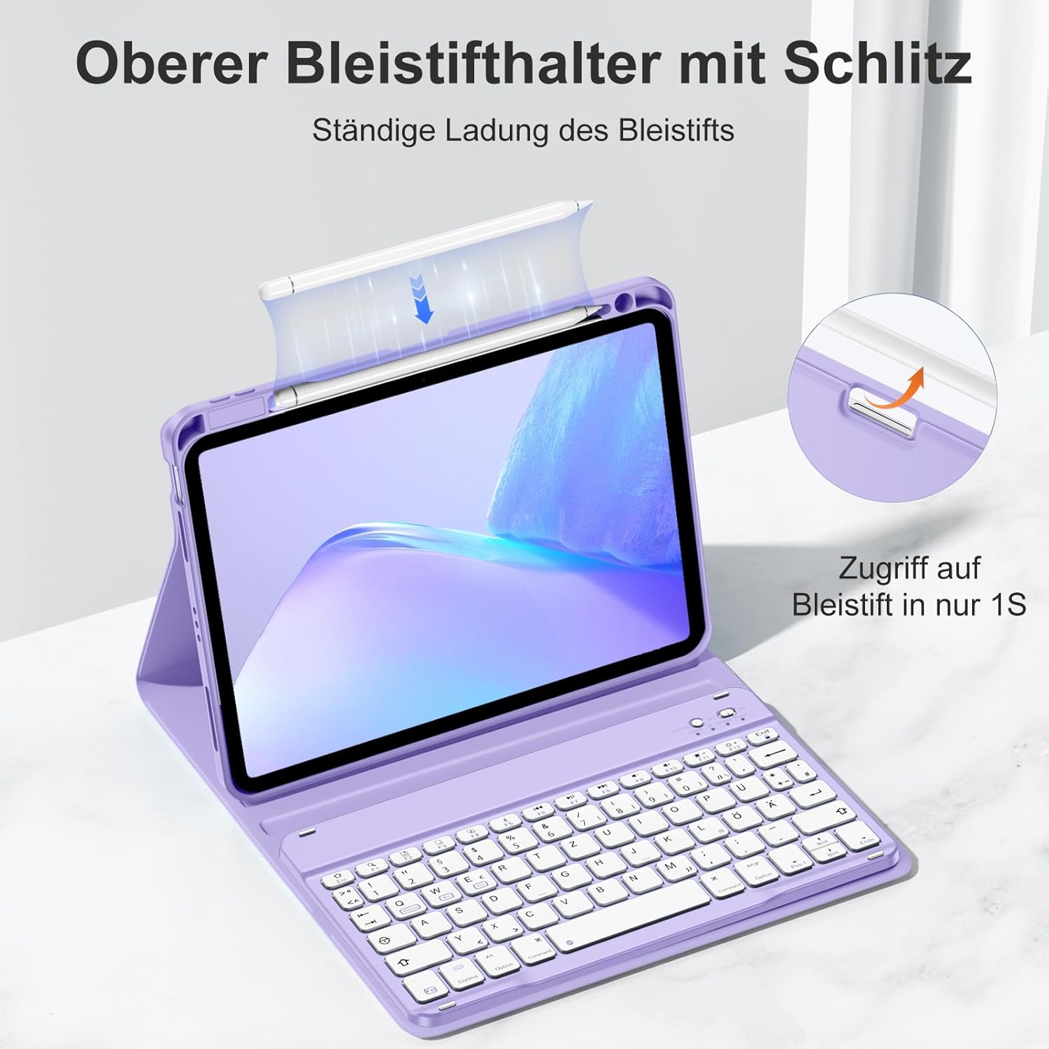 Thumbnail 5 de DriveGo Hülle mit Tastatur für iPad Air 11 Zoll M4/M3/M2 – Lavendel, Magnetisch abnehmbar