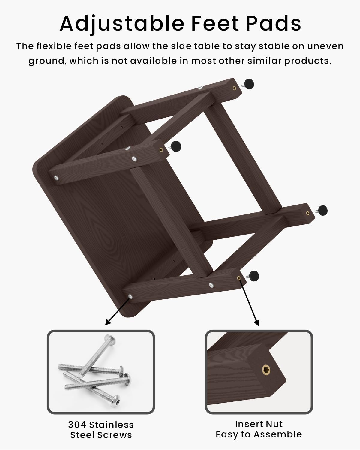 Thumbnail 4 de BIVODA YF-CJ-002-13 HDPE Outdoor Side Table, Coffee, Weather-Resistant